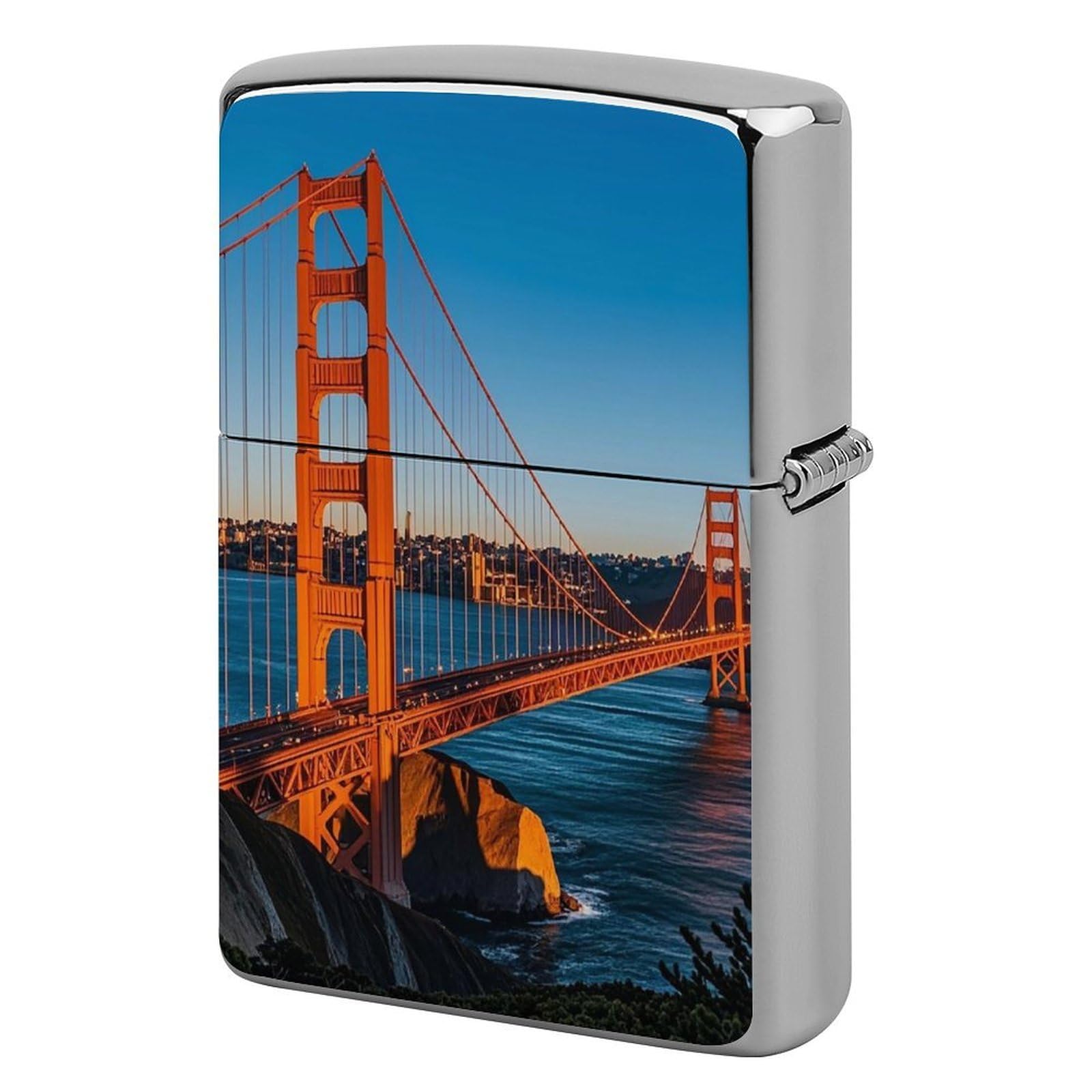 San Francisco Bay Bridge Lighter Case for Men, Personalized Lighter Cover for Valentine's Day Gifts, Flip-Top Lighters Shell for Outdoor, Portable Lighters Protective Sleeve