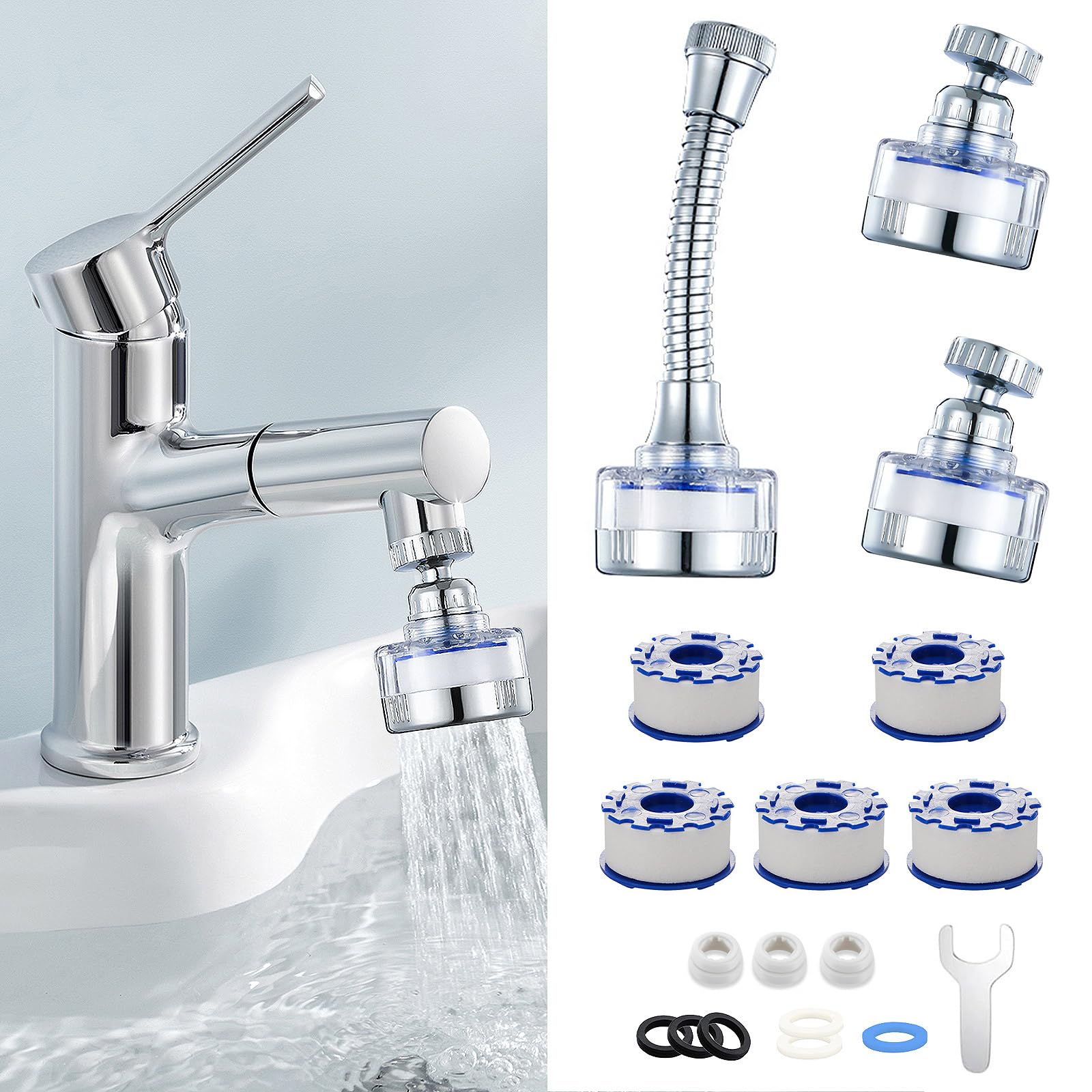 QIzzxiopc 9 Pack of Sink Water Filter 360° Rotating Bathroom Faucetz ...