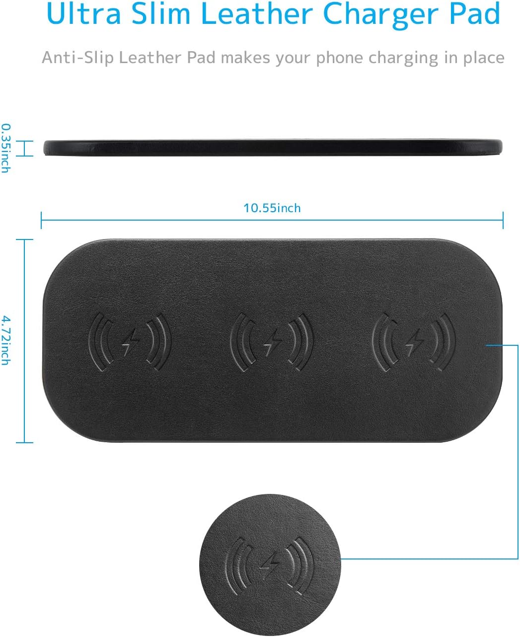 Uр Tо 50% оƒƒ 3x10W Wireless Charging Pad, ZealSound Qi-Certified Ultra-Slim Fast Triple Wireless Charger Station for Multiple 3 Devices & New Airpods Leather W/AC Adapter for All Qi Enabled Phones(Black) Uр Tо 40% оƒƒ 3x10W Wireless Charging Pad, ZealSound Qi-Certified Ultra-Slim Fast Triple Wireless Charger Station for Multiple 3 Devices & New Airpods Leather W/AC Adapter for All Qi Enabled Phones(Black)