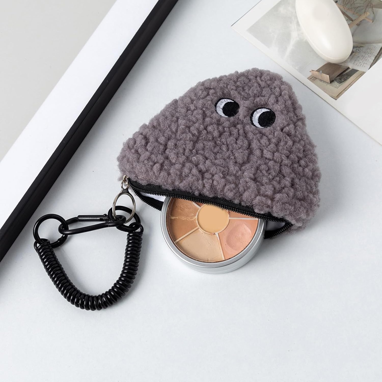 Fashionable Onigiri Design Coin Holder Plush Storage Bag Zippers Pouches with Lanyard Design for Japanese Styles Lovers Commuters Coin Holder