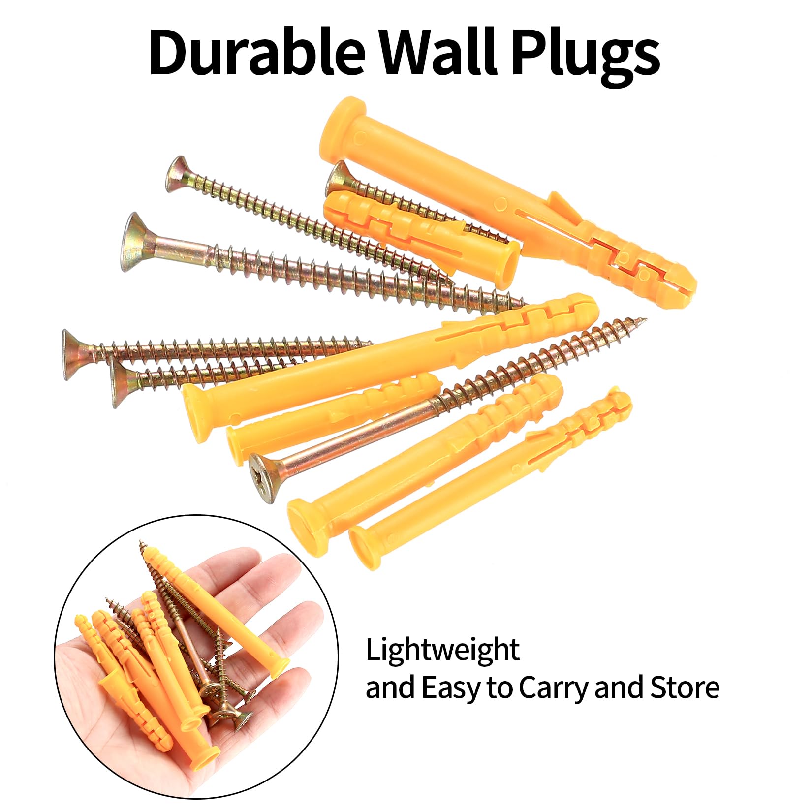 162 Pcs Wall Plugs and Screws, Raw Plug and Screw Set, Masonry Screws and Wall Plugs Set - Image 3