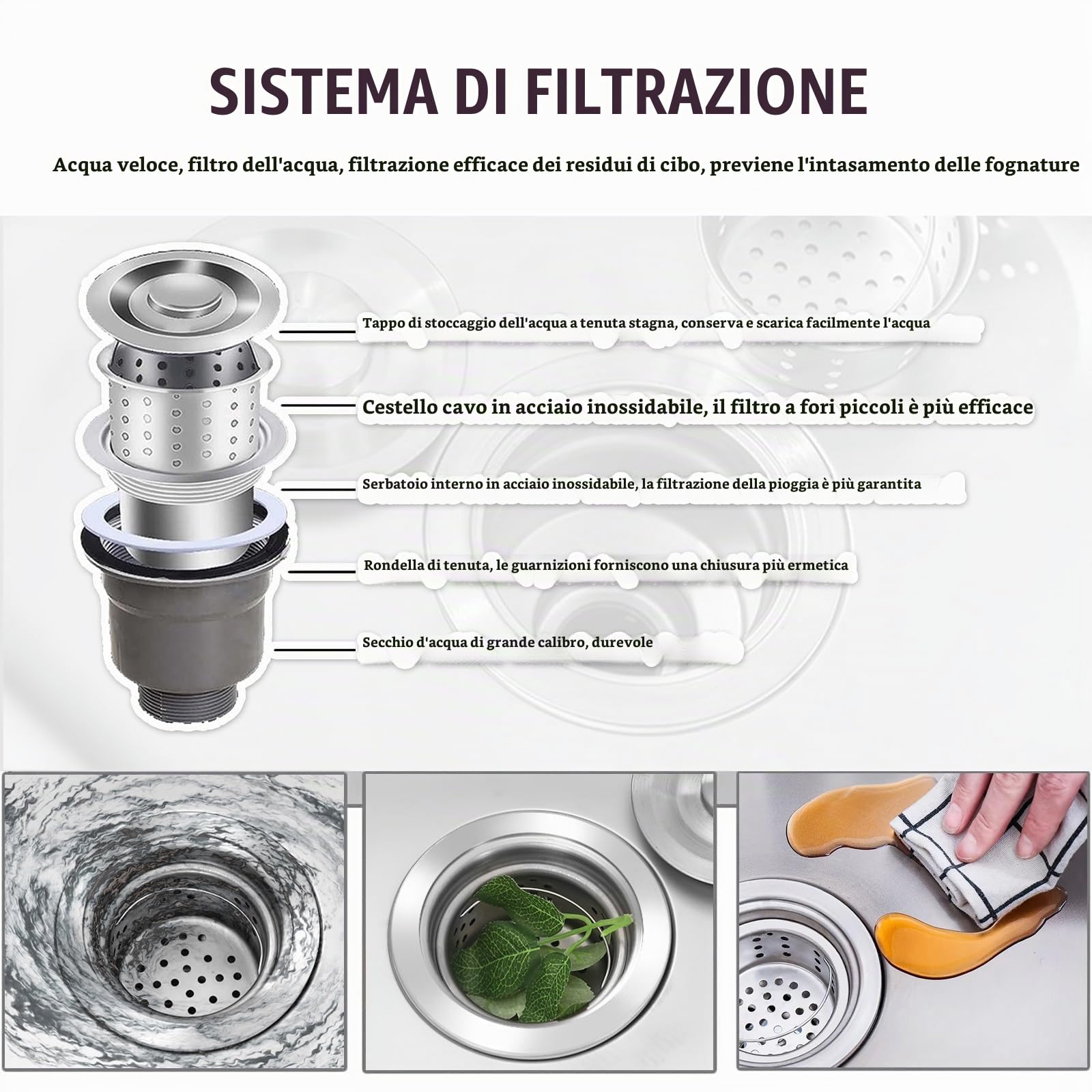 Lavabo Utilitario Autoportante, Acciaio Inossidabile 304, Lavello da Cucina a Una Cuve con Rubinetto per Acqua Calda e Fredda Lavello da Esterno per Giardino, Garage o Lavanderia(Single layer)