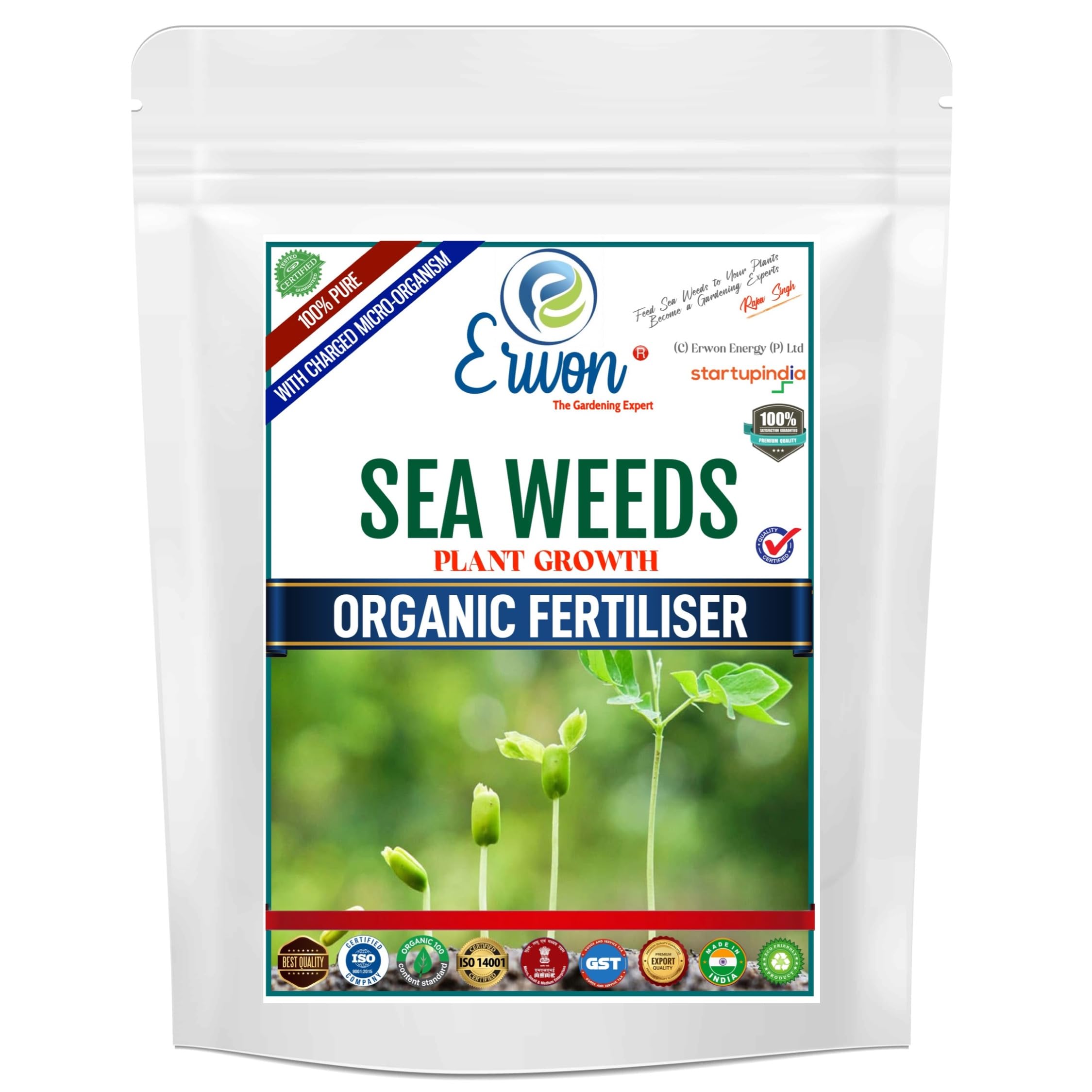 Erwon® Sea Weeds Plant Growth Organic Fertilizer Premium Powerful Fertilizer for Overall Growth of Plants, 100% Pure with Charged Micro-organism (400 gm) (B097H81BG9) Amazon Price History, Amazon Price Tracker