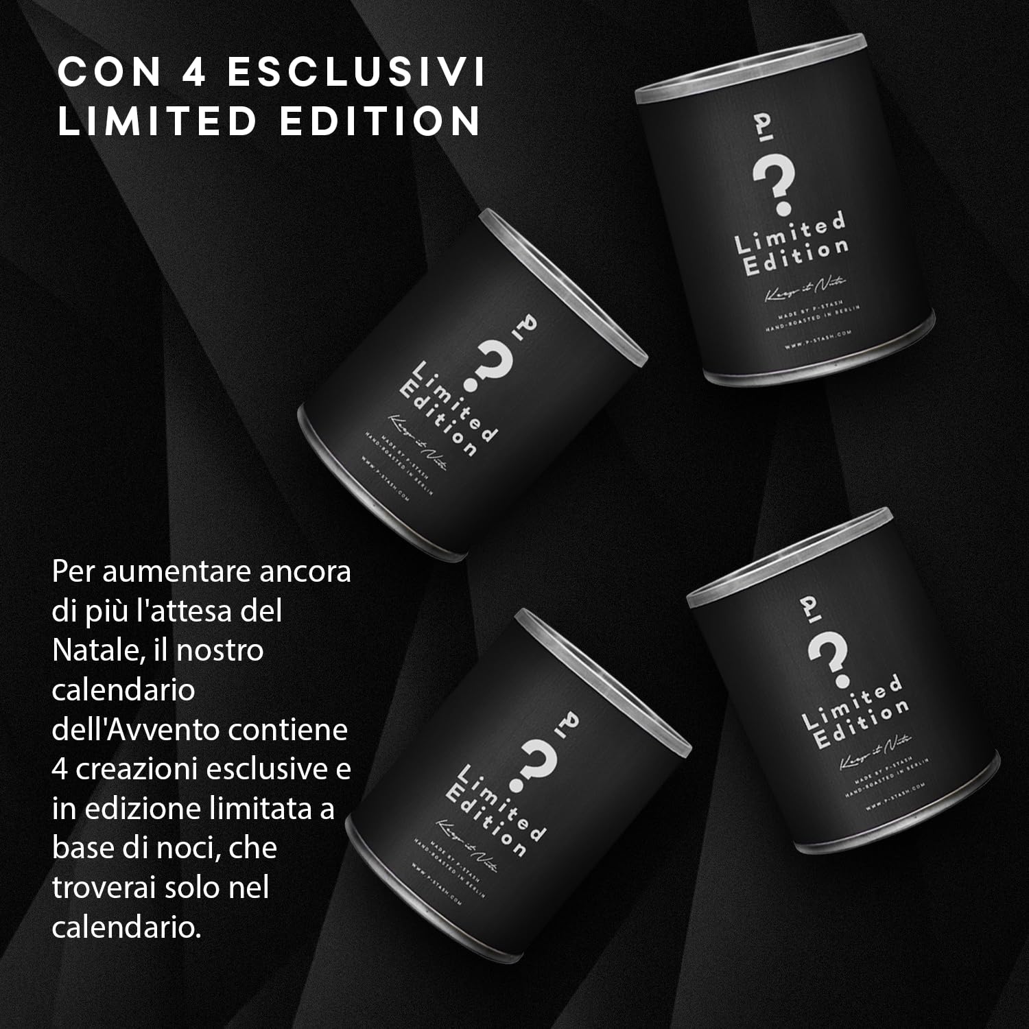 Calendario dell'Avvento P-Stash 2025 - Calendario di Natale con frutta secca e cioccolato - Pistacchi, mandorle, nocciole, arachidi e molto altro ancora. - Miscela di frutta secca con spezie uniche