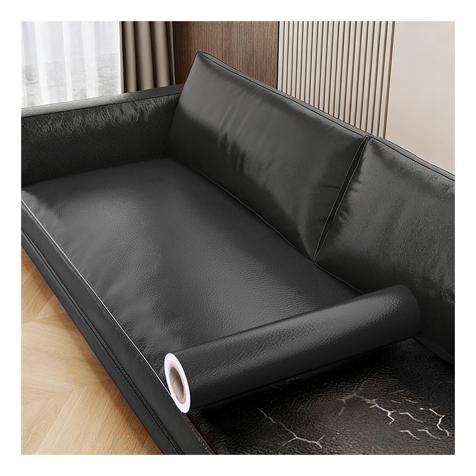Leather Repair Patch Czarna Samoprzylepna Taśma Naprawcza Do Mebli Łatki Z Poliuretanu Lychee – Szybka Naprawa Kanap, Krzeseł I Foteli Samochodowych, Wodoodporna I Miękka(70x1000cm/27.56x393.70inch)