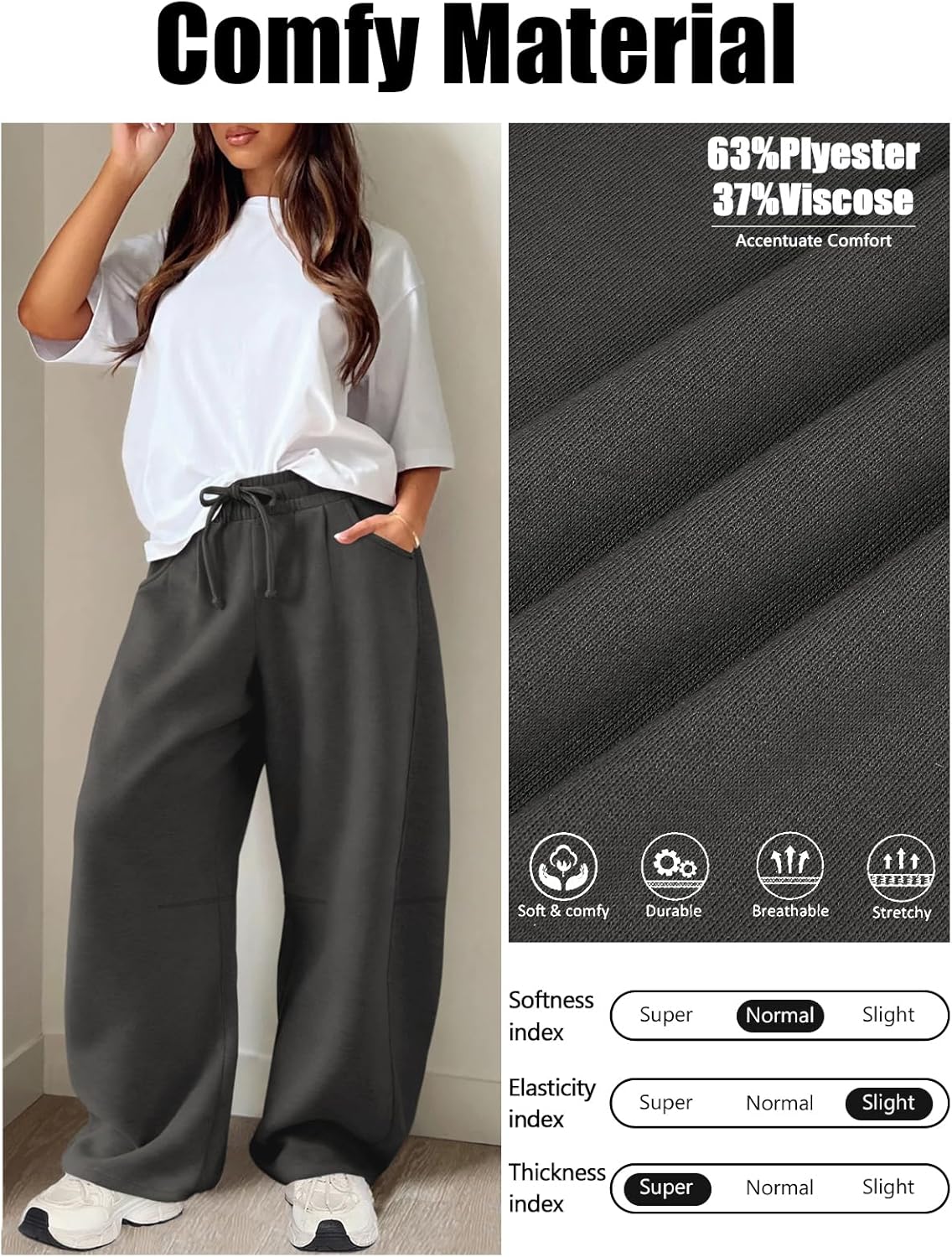 Womens Barrel Sweatpants Wide Leg Sweat Pants for Women Elastic Waisted Drawstring Pants Casual Athletic Fall Clothes