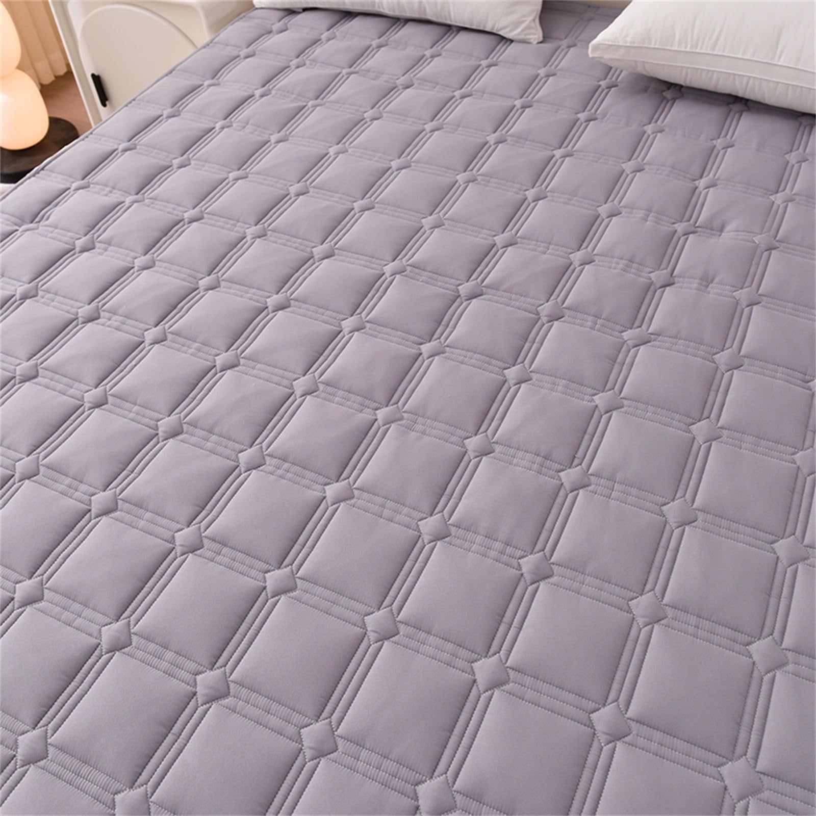 Odot Protector de Colchón Acolchado Color Sólido, Protectores de Colchón Funda de Colchón con 4 Bandas Elásticas Cubre Colchón Suave Comodo Sábana Protectora para Cama (150x200cm,Gris A)