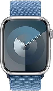 Apple Watch Series 9 (45mm GPS) Smartwatch with Silver Aluminium Case and Winter Blue Sport Buckle, Fitness Tracker, Blood...