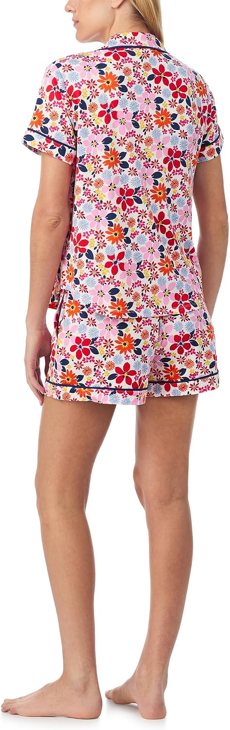 kate spade new york Short Sleeve Brushed Jersey Notch Boxer Pajama Set
