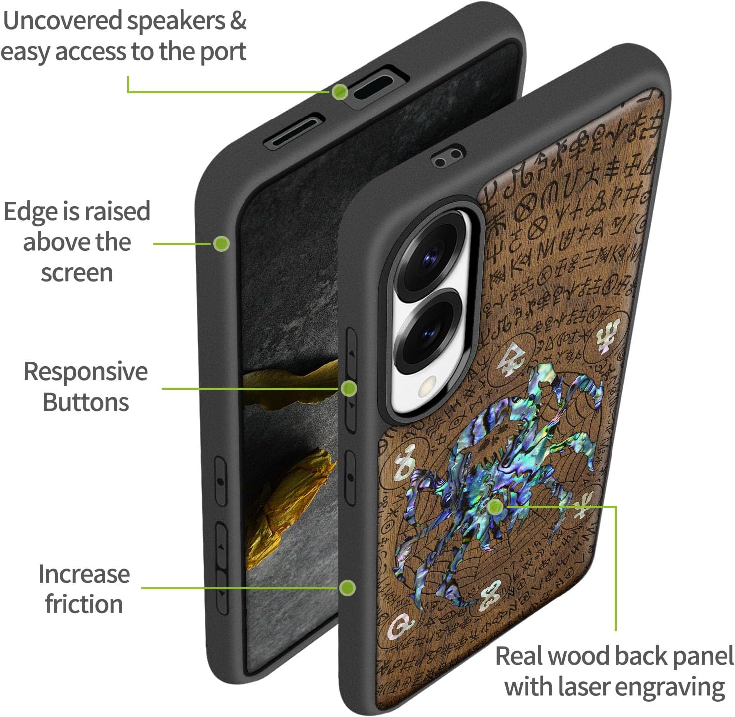 Carveit Magnetic Wooden Case for Samsung Galaxy S25 Edge Case, Wood Artisan Engraved & Handmade Shell Inlaid, Compatible with MagSafe Wireless Chargers (Spider Amidst Mystical Runes) Walnut