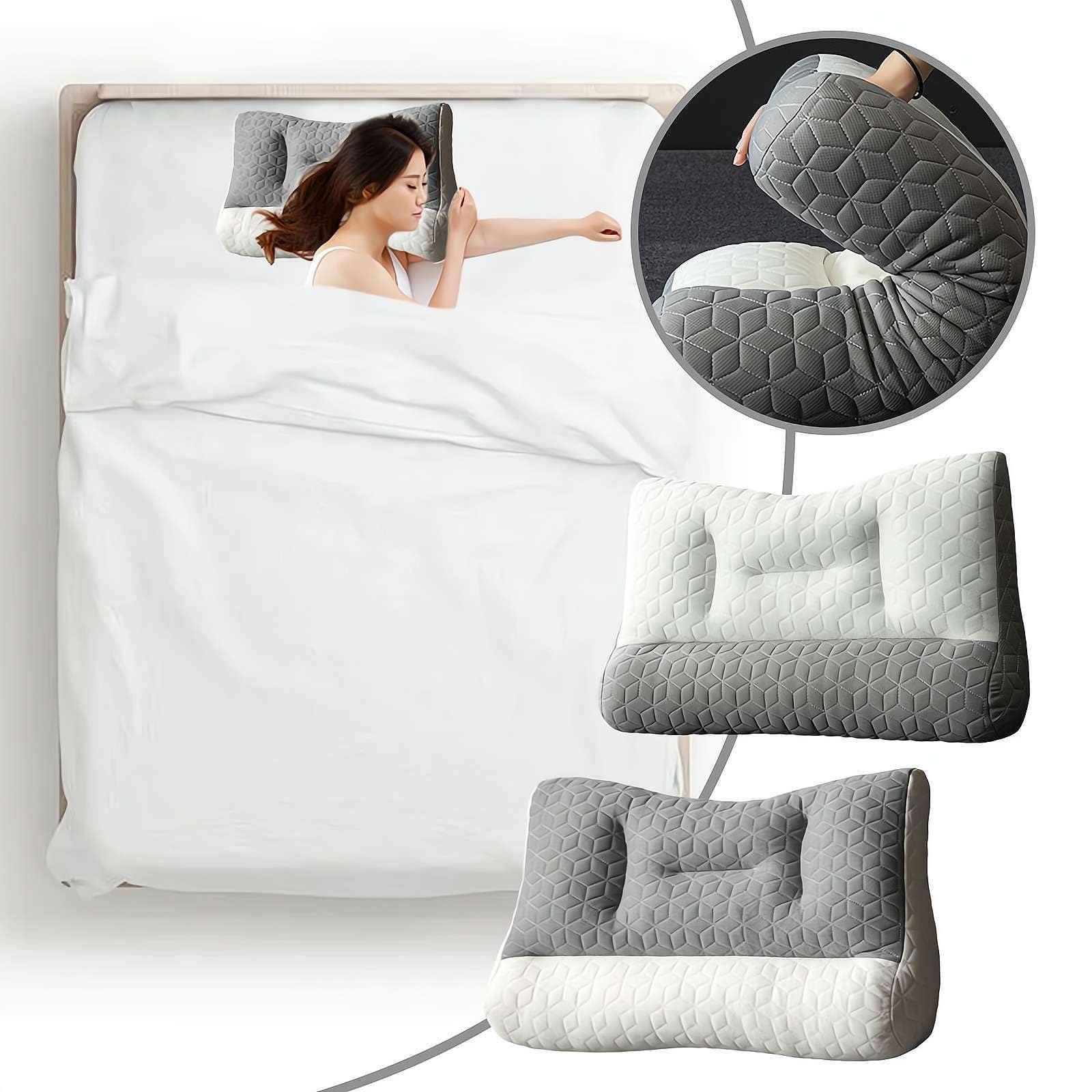 Almohadas, Almohada ortopédica for la apnea del sueño for un Profundo. Soporte Cervical ergonómico for una Mejor Calidad(Blanc,2pcs)