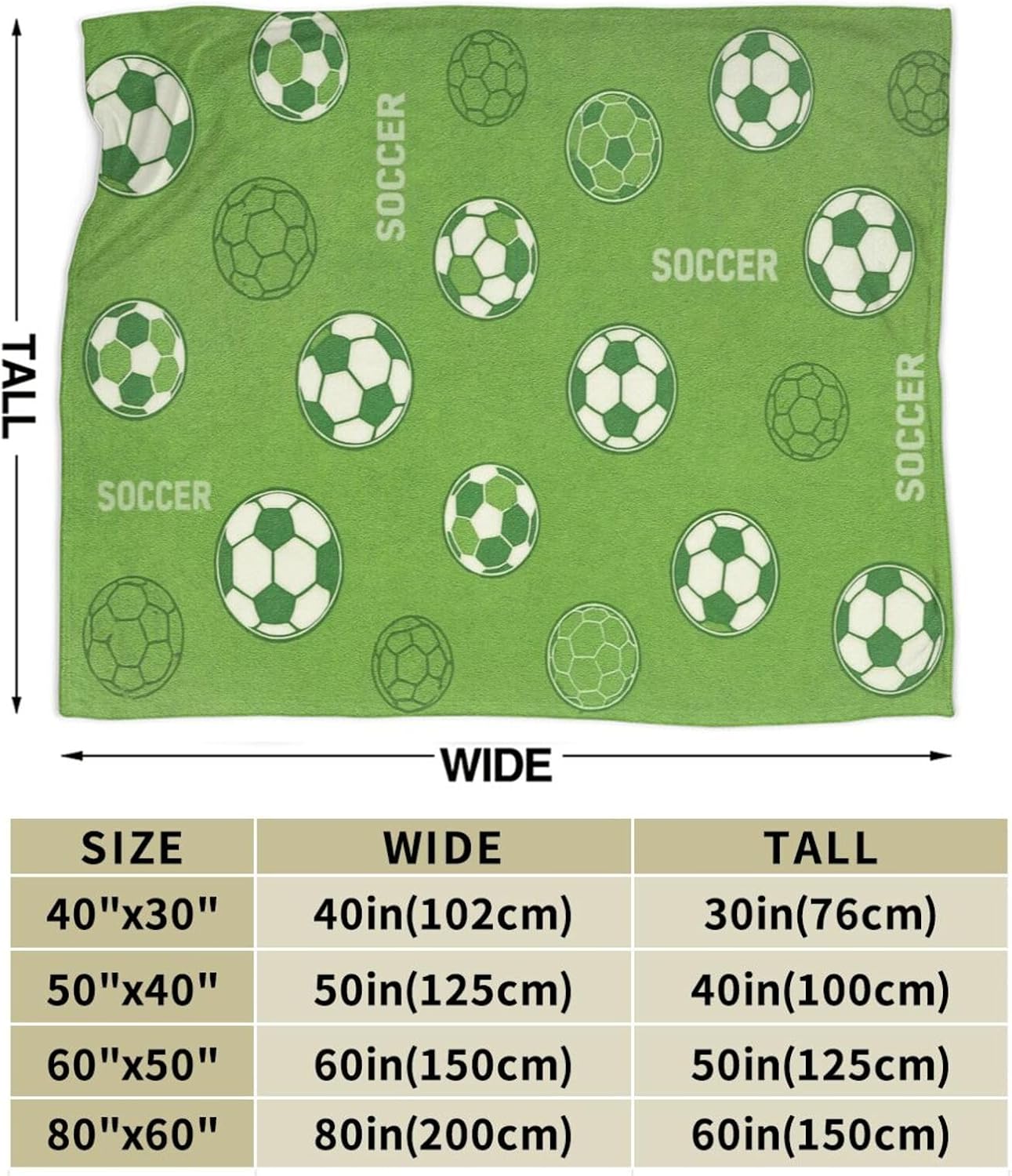 Funny Soccer Blanket Soccer Throw Blanket Sport Decor Soft Cozy Fleece Fuzzy Plush Flannel Blankets Gifts for Sport Lovers Women Girls Boys Kids Teens Adults 50"X40" image 3