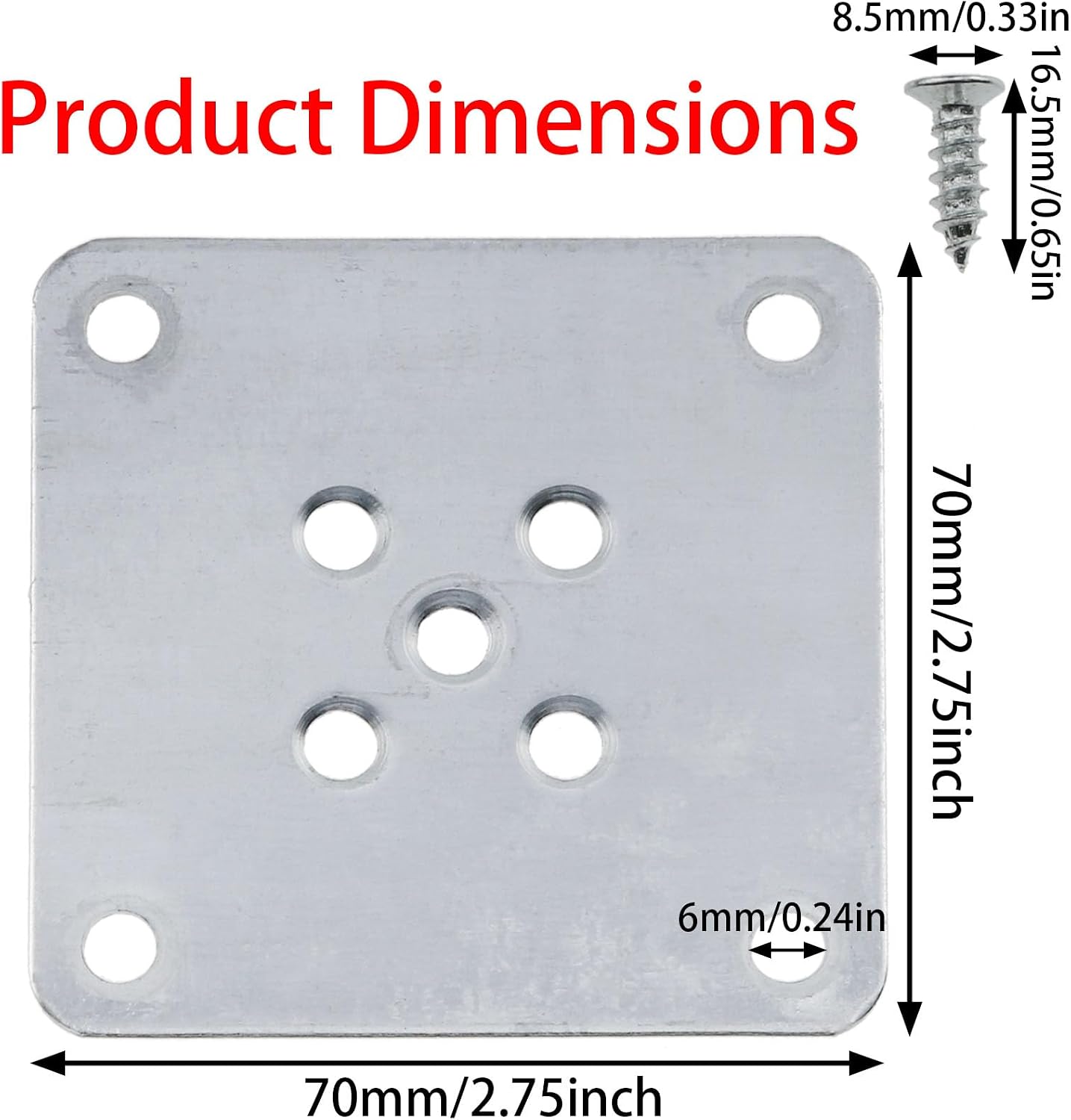 4PSC Furniture Leg Bracket Leg Mounting Plates Flat Mounting Bracket for Sofa Leg Maintenance Chair Leg Connector DIY Leg Connector with Screws T Plate Connector