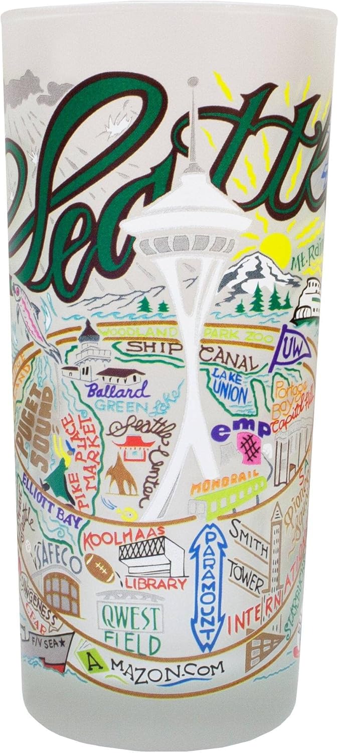 Catstudio Drinking Glass, Milwaukee Frosted Glass Cup for Kitchen, Drinking Glasses, 15oz Dishwasher Safe Tumbler, Wedding Gifts