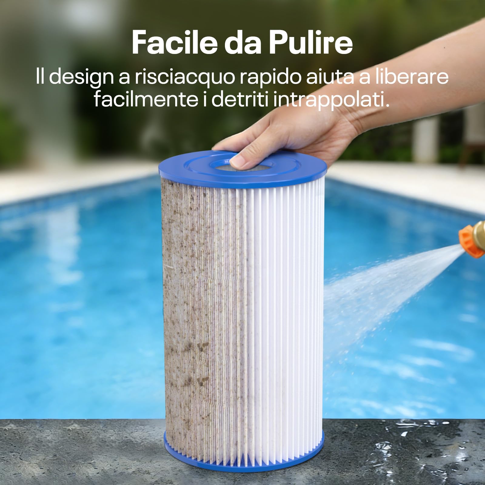 POOLPURE 6 Pezzi Cartuccia Filtro Tipo B/IV per Piscina Compatibile con 29005/59905 Cartuccia Tipo B, Cartuccia Filtro Piscina Easy Set, Cartuccia di Ricambio per Pompa FILTRANTE Piscina | TESSUTO TRILOBAL ALTA EFFICIENZA,TESSUTO TRILOBAL FILTRANTE