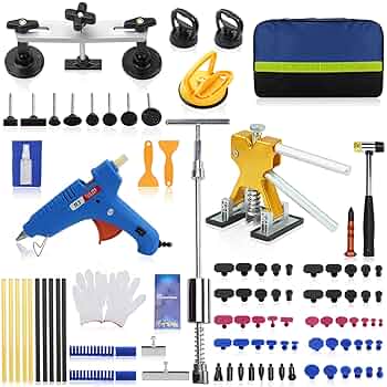 Goolsky 18pcs Paintless Dent Repair Tools Set, Automotive Dent Removal Tool, Puller Glue Tabs Dent Lifter + Glue Tabs Auto Car Body Dent Removal Tools ( Gold