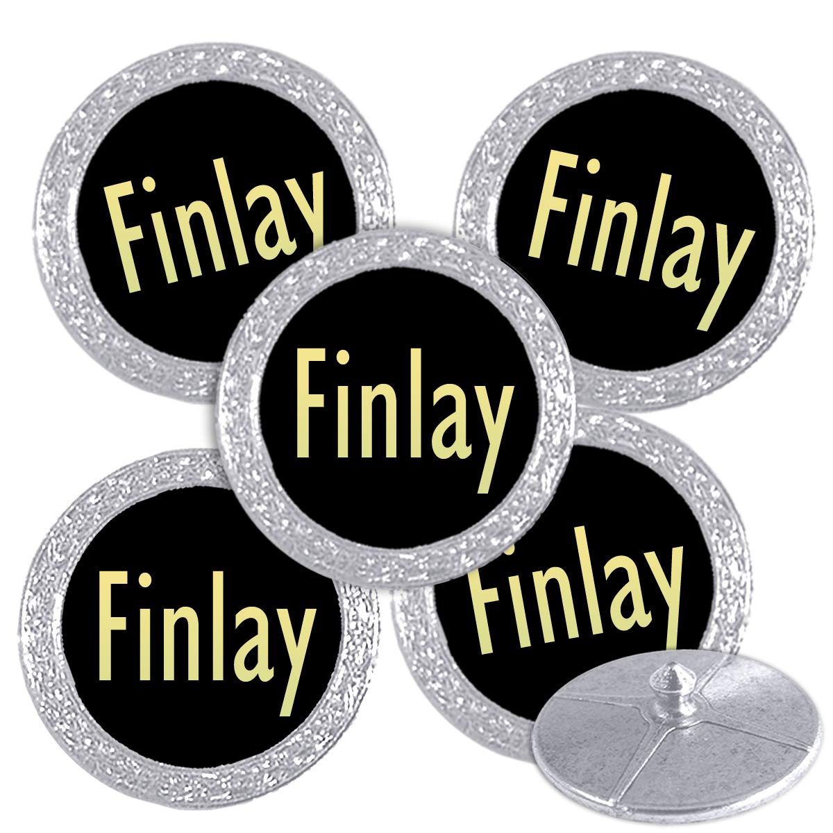 Best Impressions Silver Coloured Golf Ball Markers with Names (Finlay)