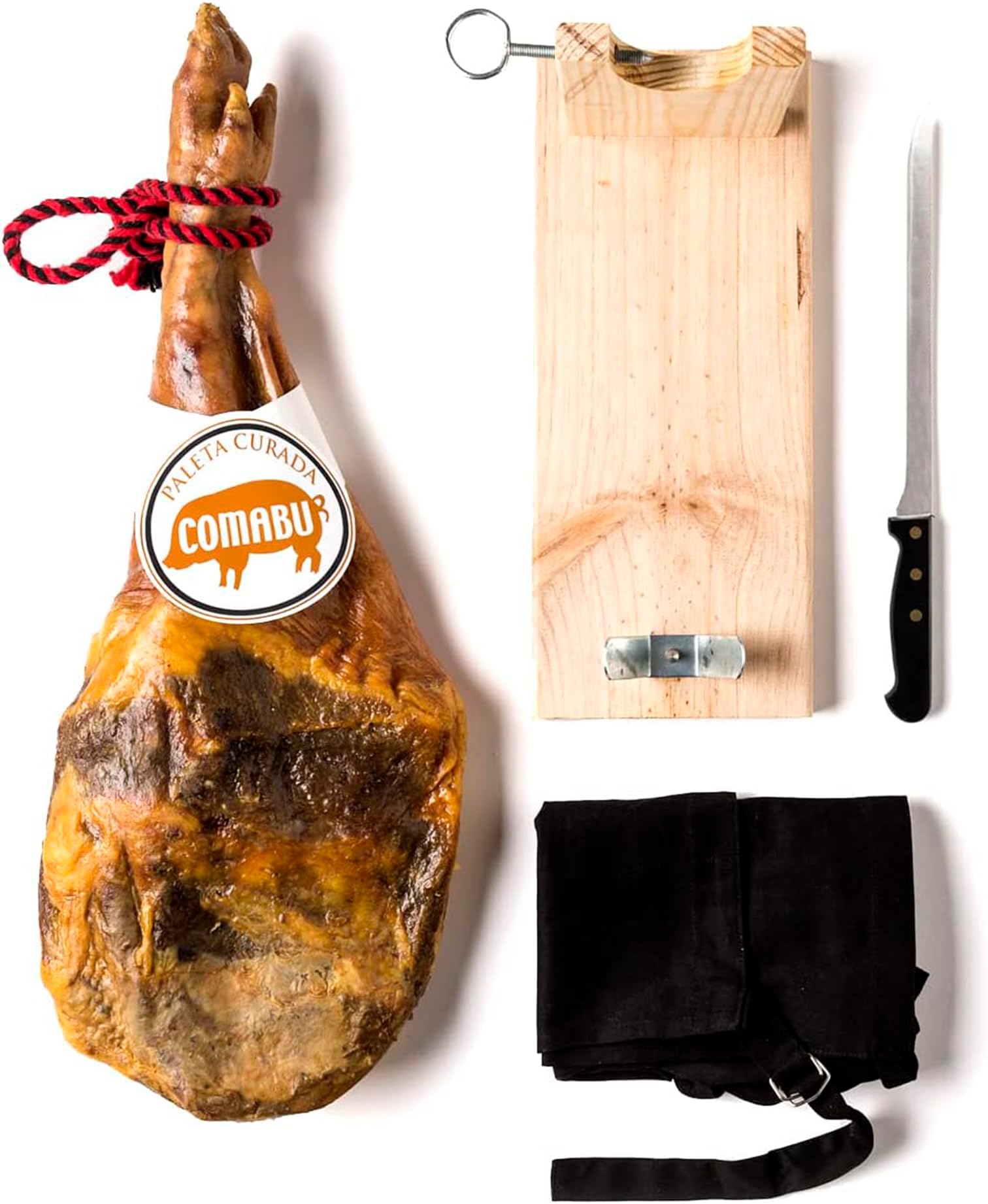 La Nevera Española | Paleta Curata, Porta Prosciutto, Coltello e Grembiule | Peso 4,5 KG | Curación Minima 10 Mesi | Prosciutto Comabu | Il Prosciutto della Nevera Española