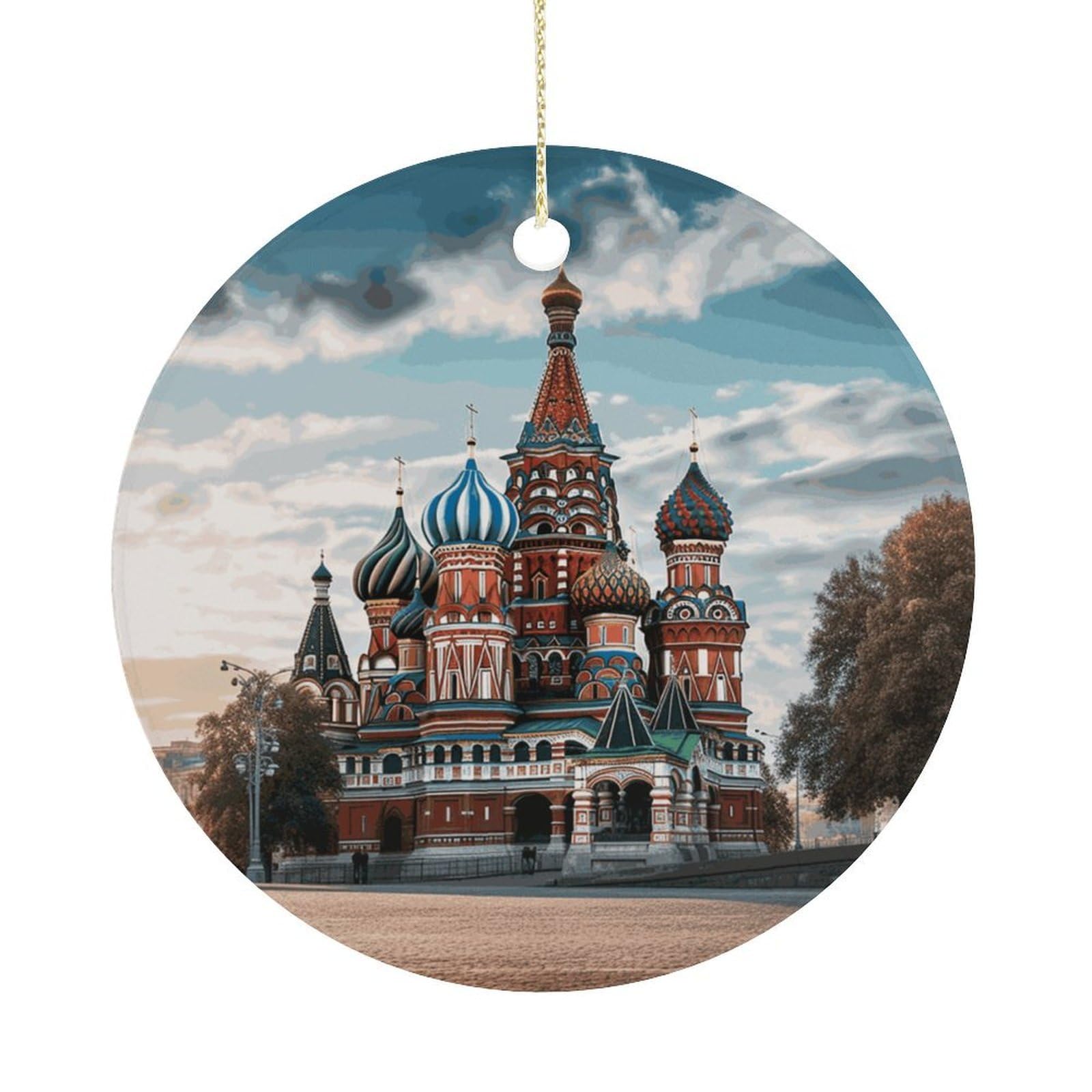 Adfgyerh Women's Style St Basil Cathedral Red Square In Moscow Hanging Ceramic Ornaments, Christmas Tree Decorations, Funny Home Decor Gifts For Sisters & Work Best Friends
