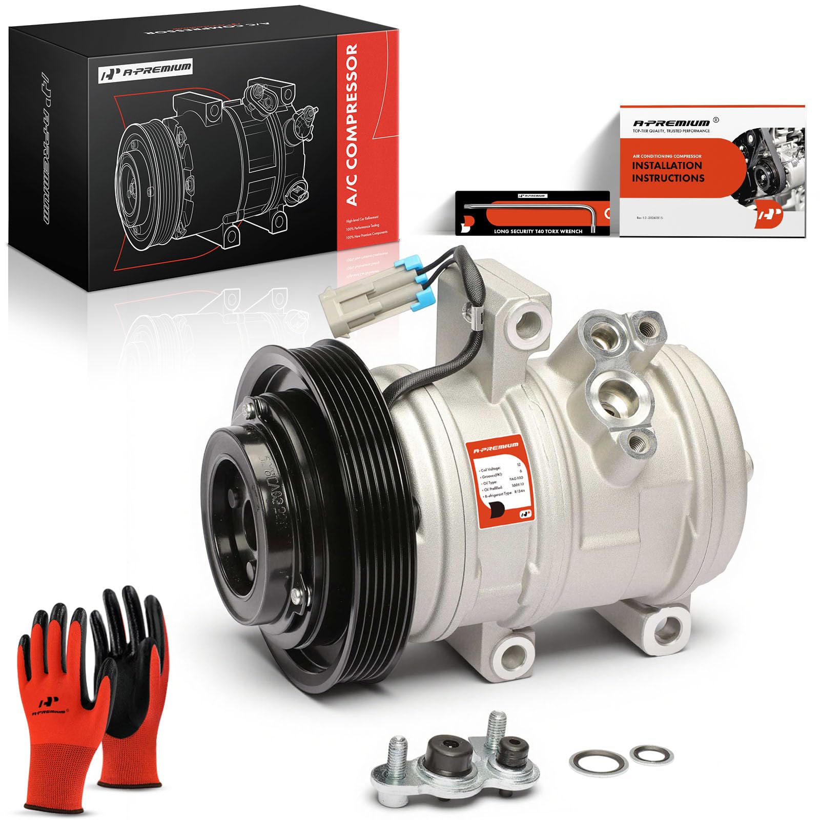 A-Premium Air Conditioner AC Compressor with Clutch Compatible with Chevrolet Colorado, GMC Canyon 2004-2012, Hummer H3 H3T, Isuzu i-280 i-290 i-350 i-370