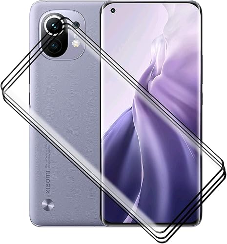 KJYF - Protector de pantalla templado para Xiaomi Mi 11 5G, 3 unidades, alta transparencia dureza 9H sin burbujas Película protectora de vidrio
