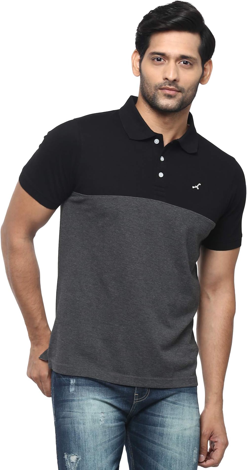 - Men's Half Sleeve Polo Collar T-Shirt, Regular Fit Cotton-Poly