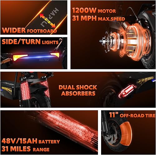 Miniatura 2 de Scooter eléctrico para adultos, scooters todoterreno de 48 V 15 AH de hasta 31 Mph y 31 millas, neumático todo terreno de 11 pulgadas, scooter