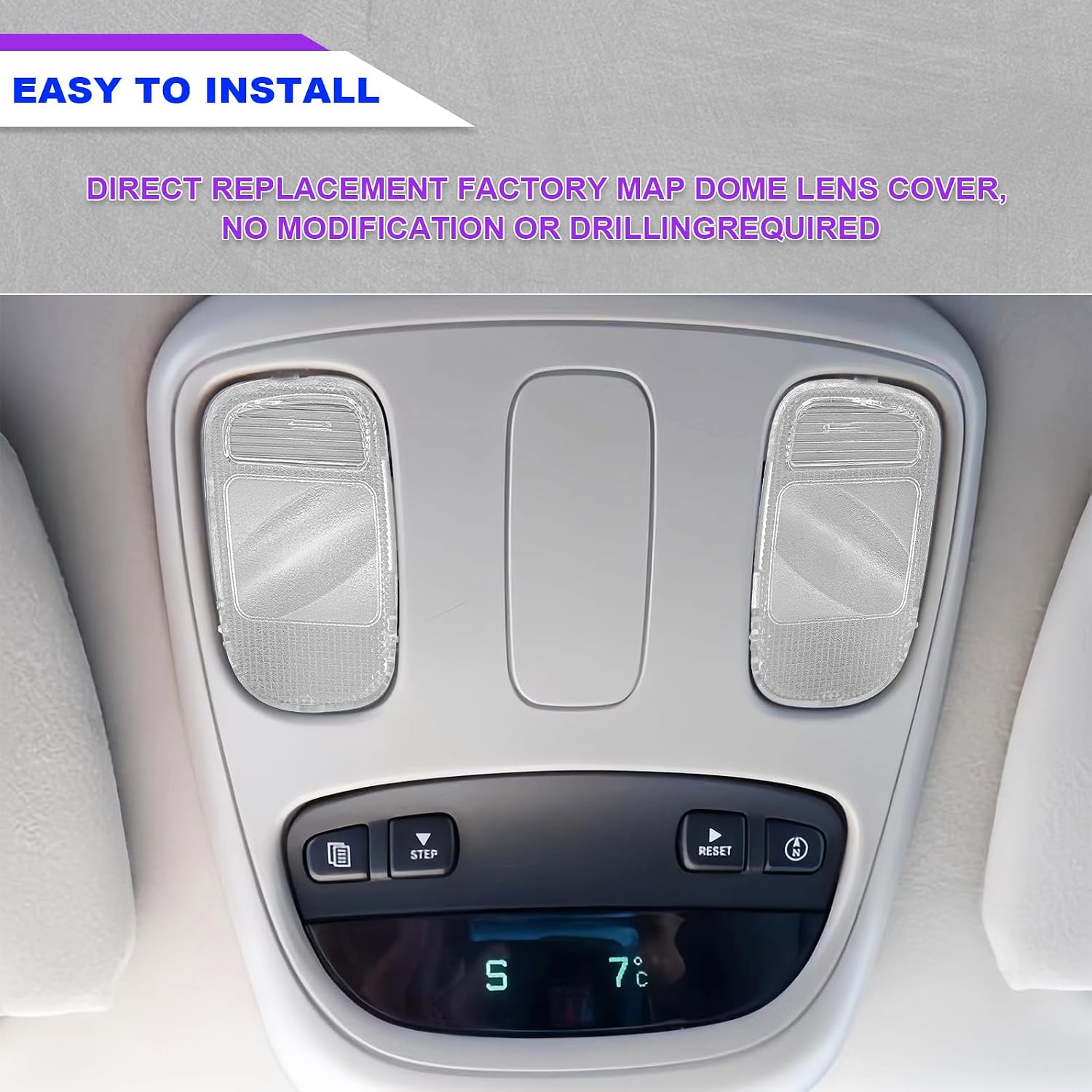 Map Dome Light Cover Lens Overhead Console - Interior Reading Lamp Light Cover Lens Shell - Compatible with 2002-2009 Dodge Ram 1500 2500 3500 Pickup Truck - 2 Pcs