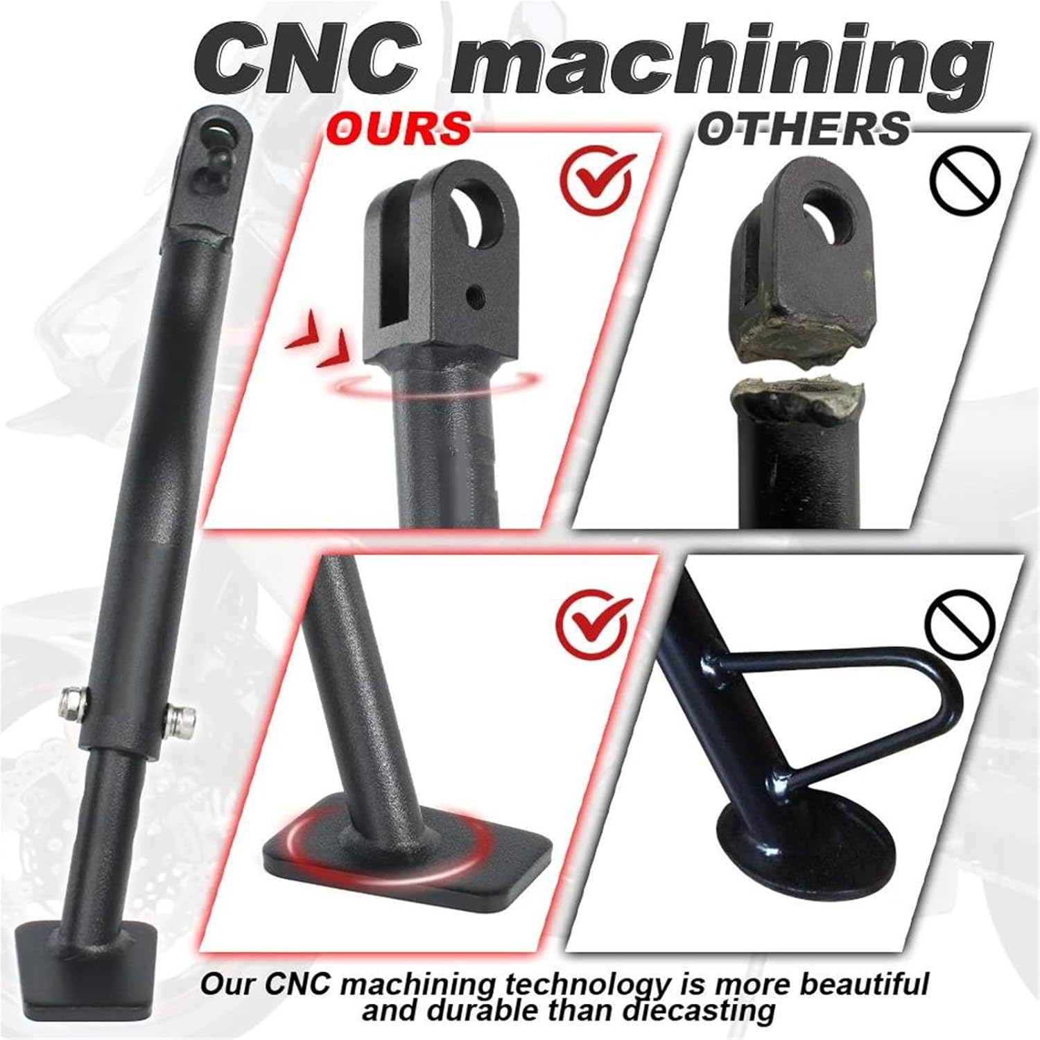 三脚を拡大する に適合するカワサキに適合するヴェルシス 650 2015-2024 用 オートバイ用 調整可能キックスタンド サイド