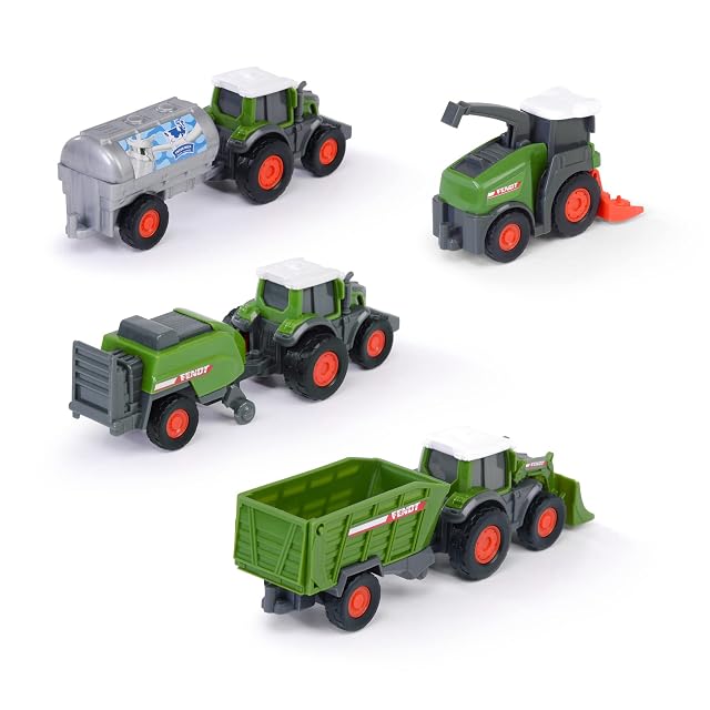 Foto 2 de 7 de Dickie Toys Fendt Micro Team (9 cm): juego de tractores con remolque, original de Fendt, selección aleatoria