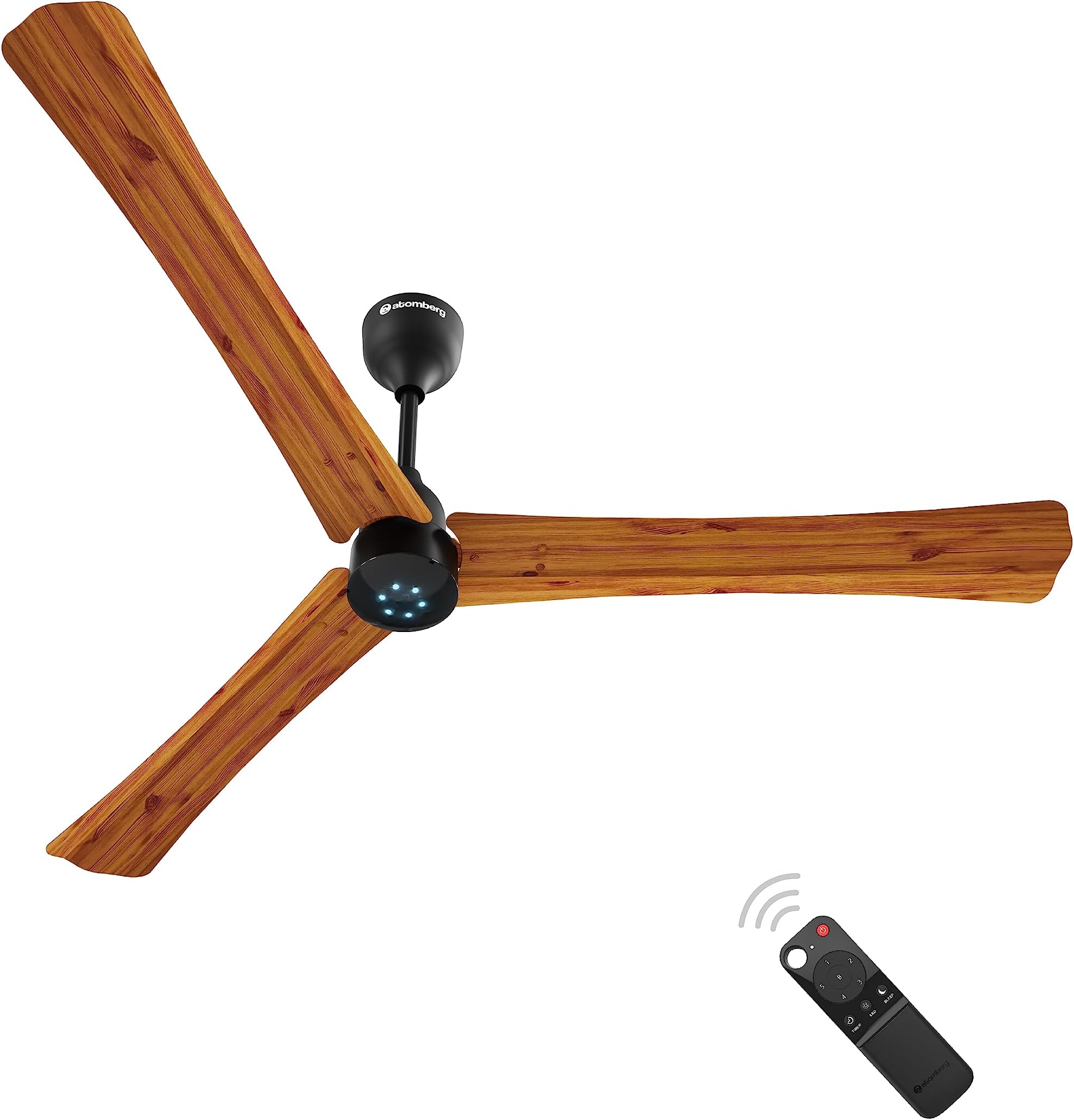 atomberg Renesa+ 1400mm BLDC Ceiling Fan with Remote Control | BEE 5 star Rated Energy Efficient Ceiling Fan | High Air Delivery with LED Indicators | 3 Year Warranty (Golden Oakwood)
