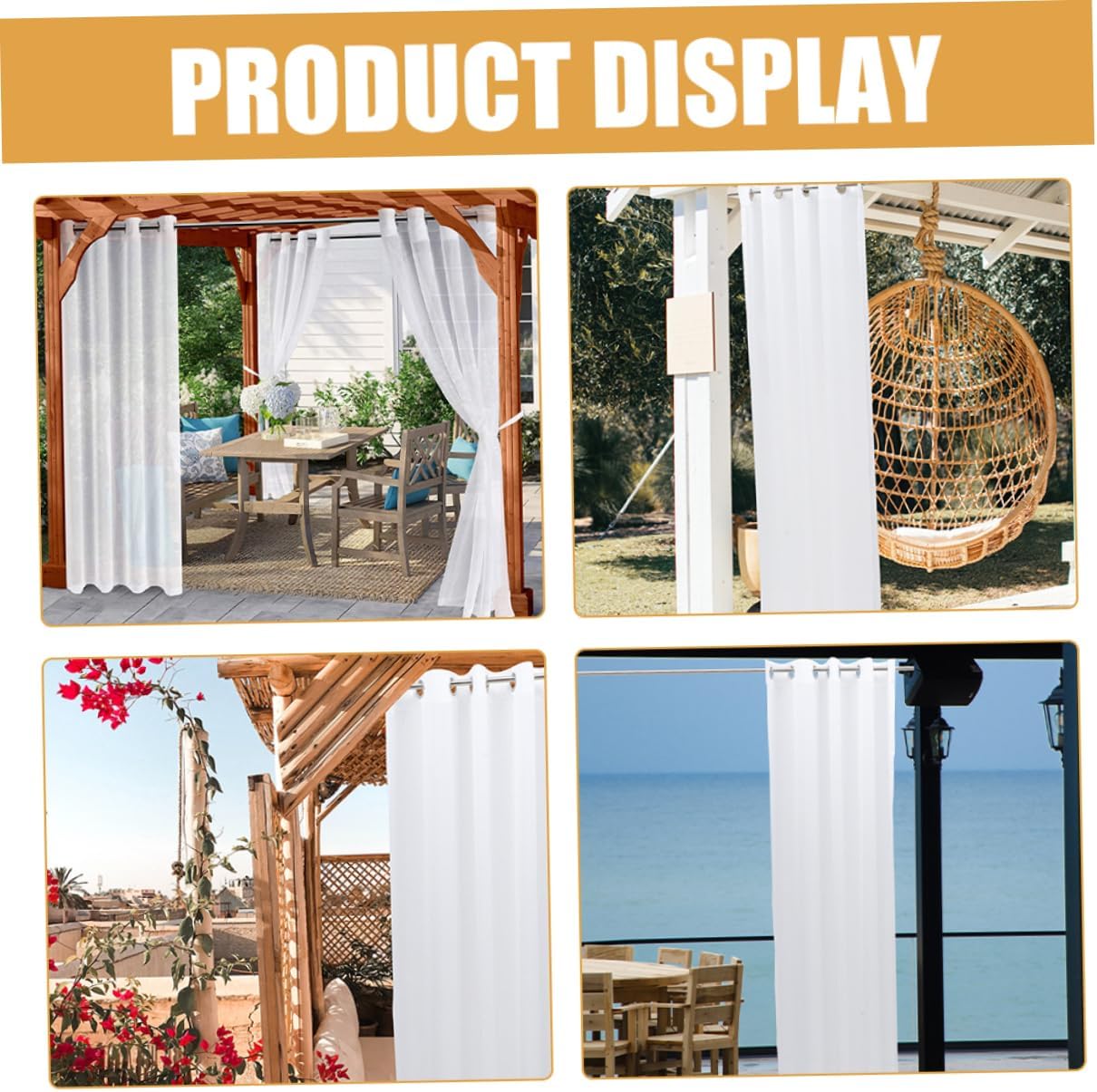 2Pcs Pavilion Curtain Solid Color Decorative Polyester Curtains for Outdoor Privacy Wxlinch for Balconies and Patios