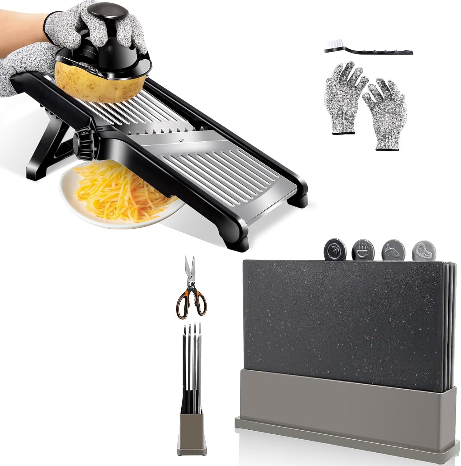 Kphico Cutting Board Set and Mandoline Slicer Set, Plastic