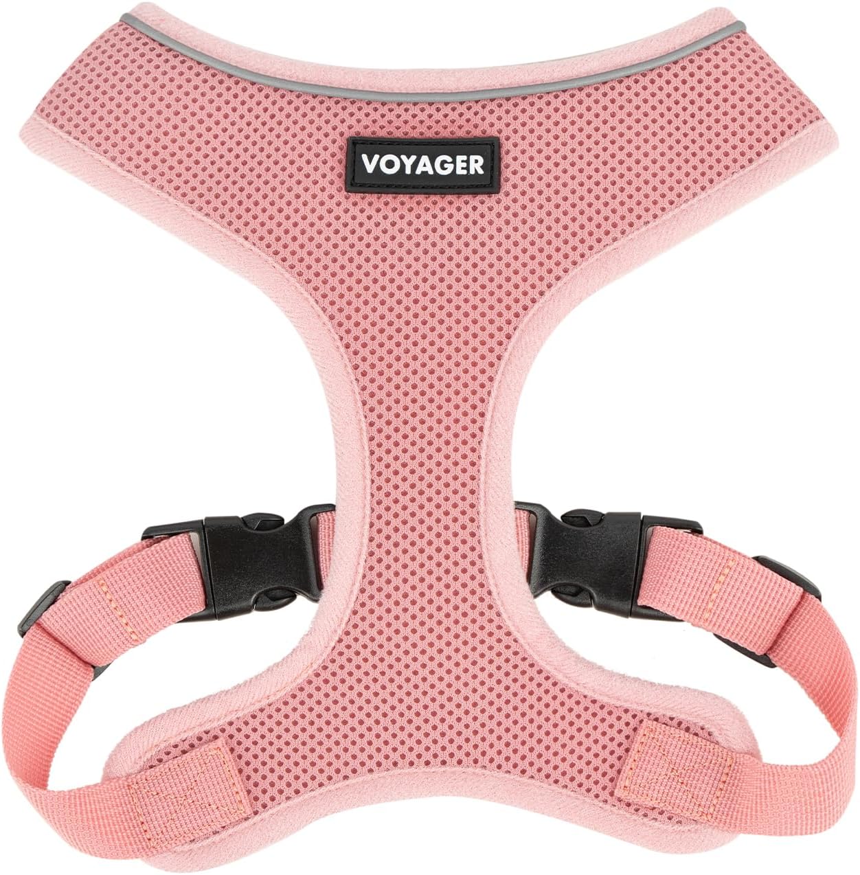 Best Pet Supplies Voyager Mesh Dog Breathable Harness Reflective Stitching, All Weather Adjustable for Walking Training, or Running - Heavy Duty & Durable, 220 Style (Pink), M 220 Style (Pink) M (Chest: 17 - 21")