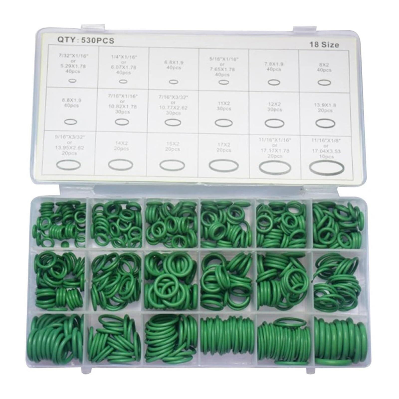 Juego de Caja selladora de Goma for reparación de Aire Acondicionado automotriz de reparación de Juntas tóricas de Coche 530 Uds.