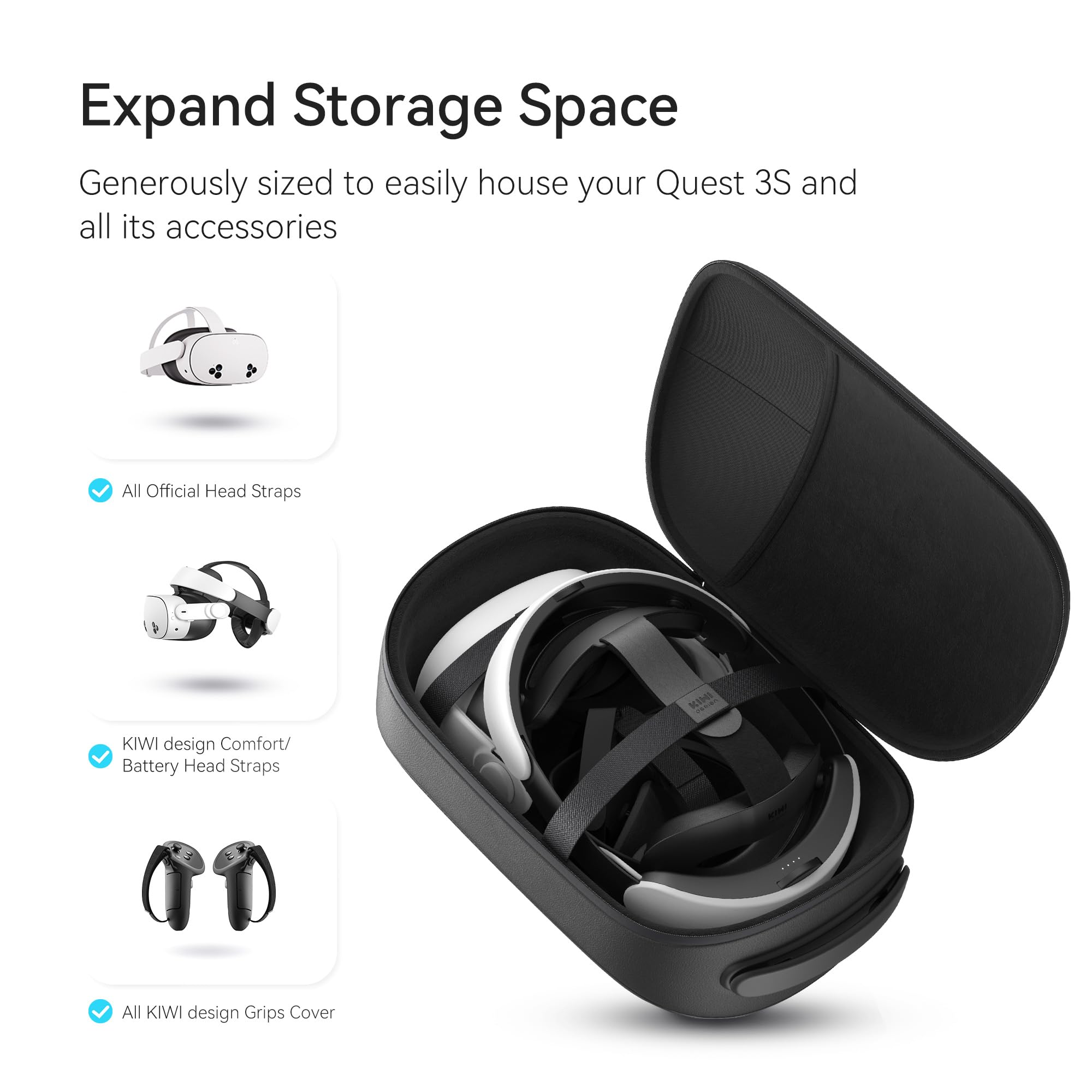 Amazon.com: KIWI design Carrying Case Compatible with Quest 3S