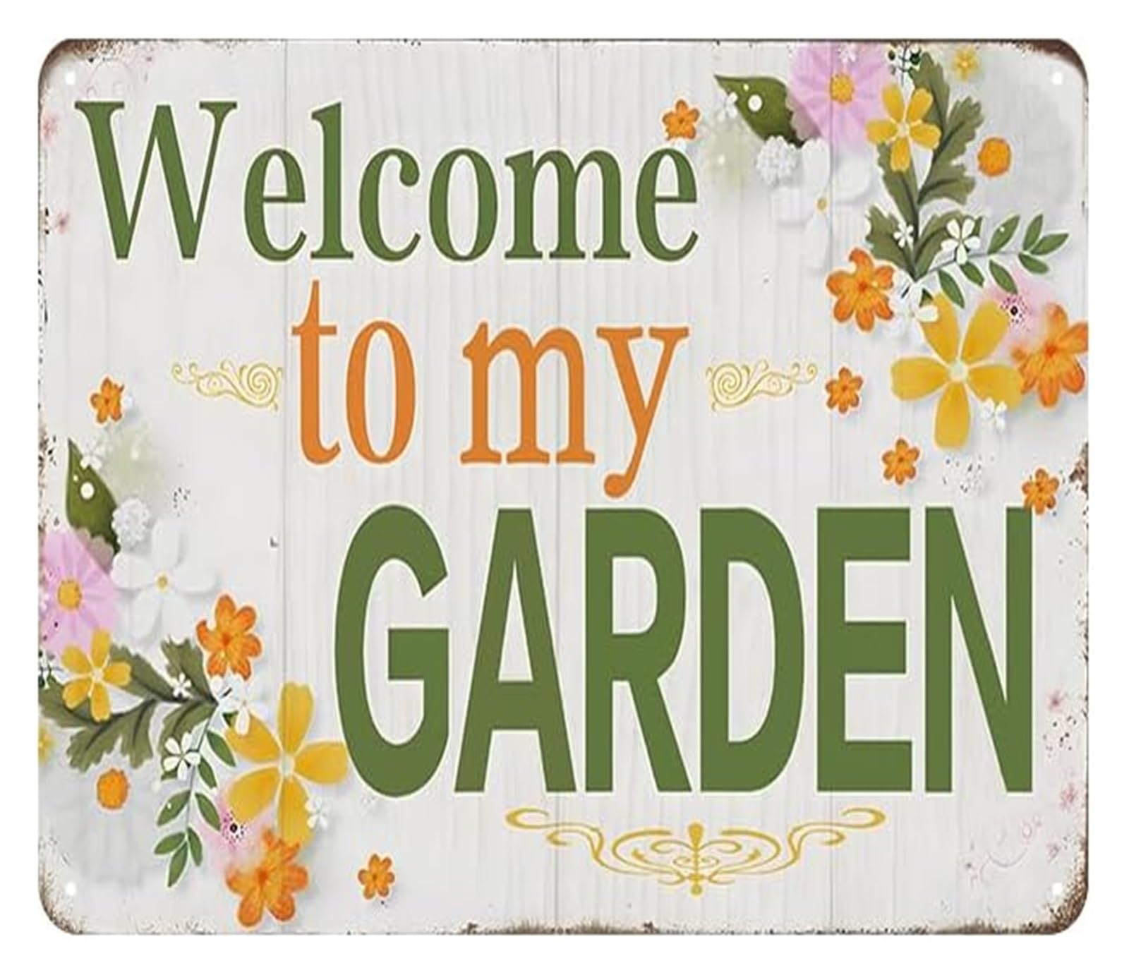 HDKYSWBUEJ Patio Metal Sign Welcome To My Garden Outdoor Decor for Backyard Farmhouse Wall-Art 8 X 12 in