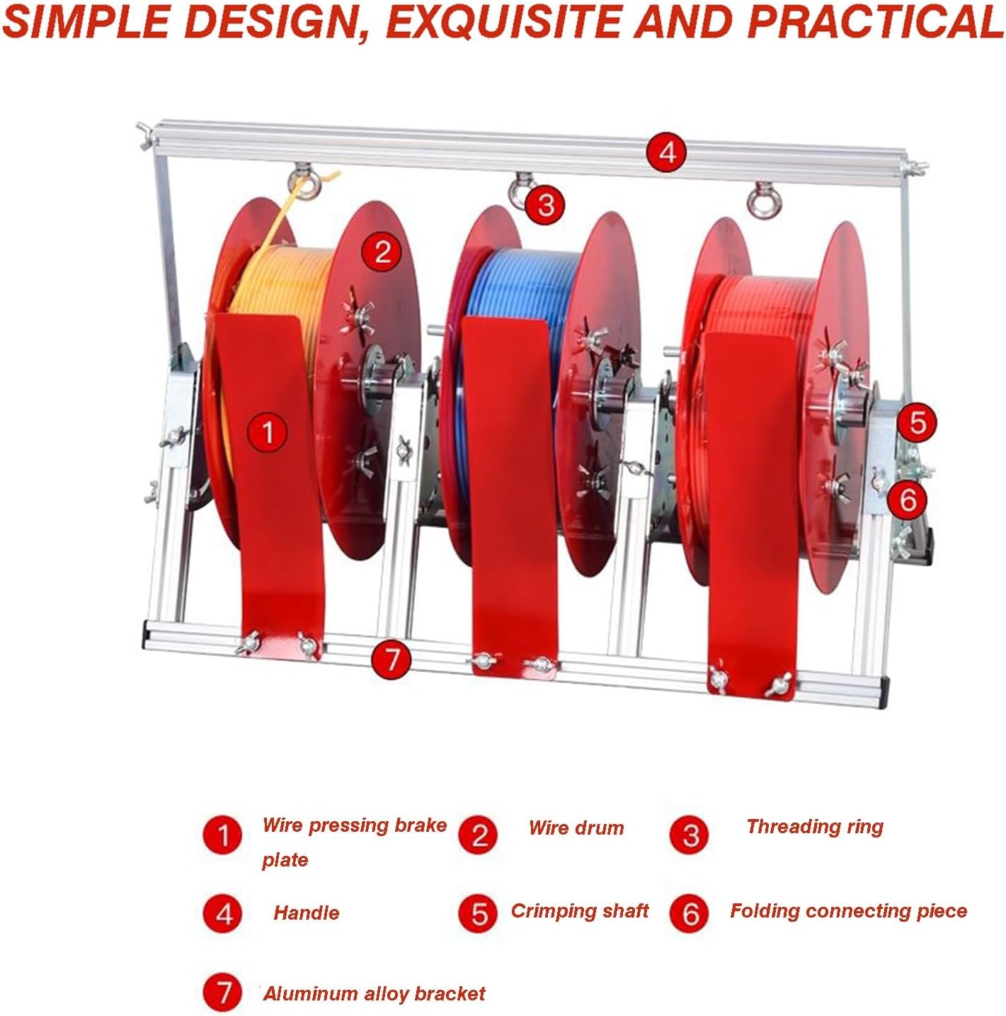 Heavy Duty Folding Single Axis Cable Rack - Industrial & Agricultural Spool Holder for Up to 9.8" Diameter Wire & Pipe - Durable 3-Volume Design
