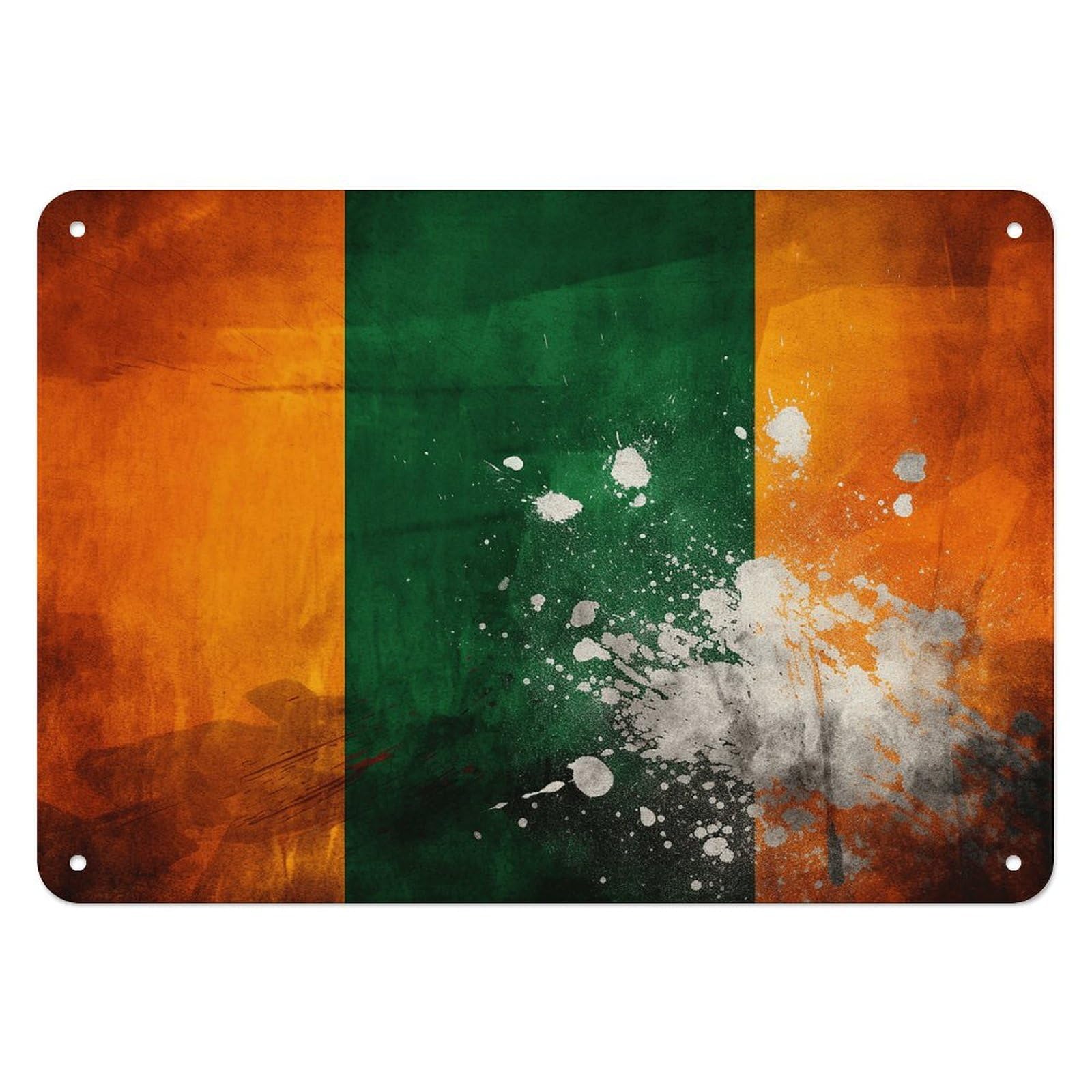 Fekiloot Style Orange And Green Pattern Wall Decor Iron Painting Metal Sign