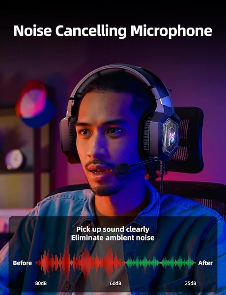 Close-up of the Nanddi gaming headset's ear cup, highlighting the material and LED strip.