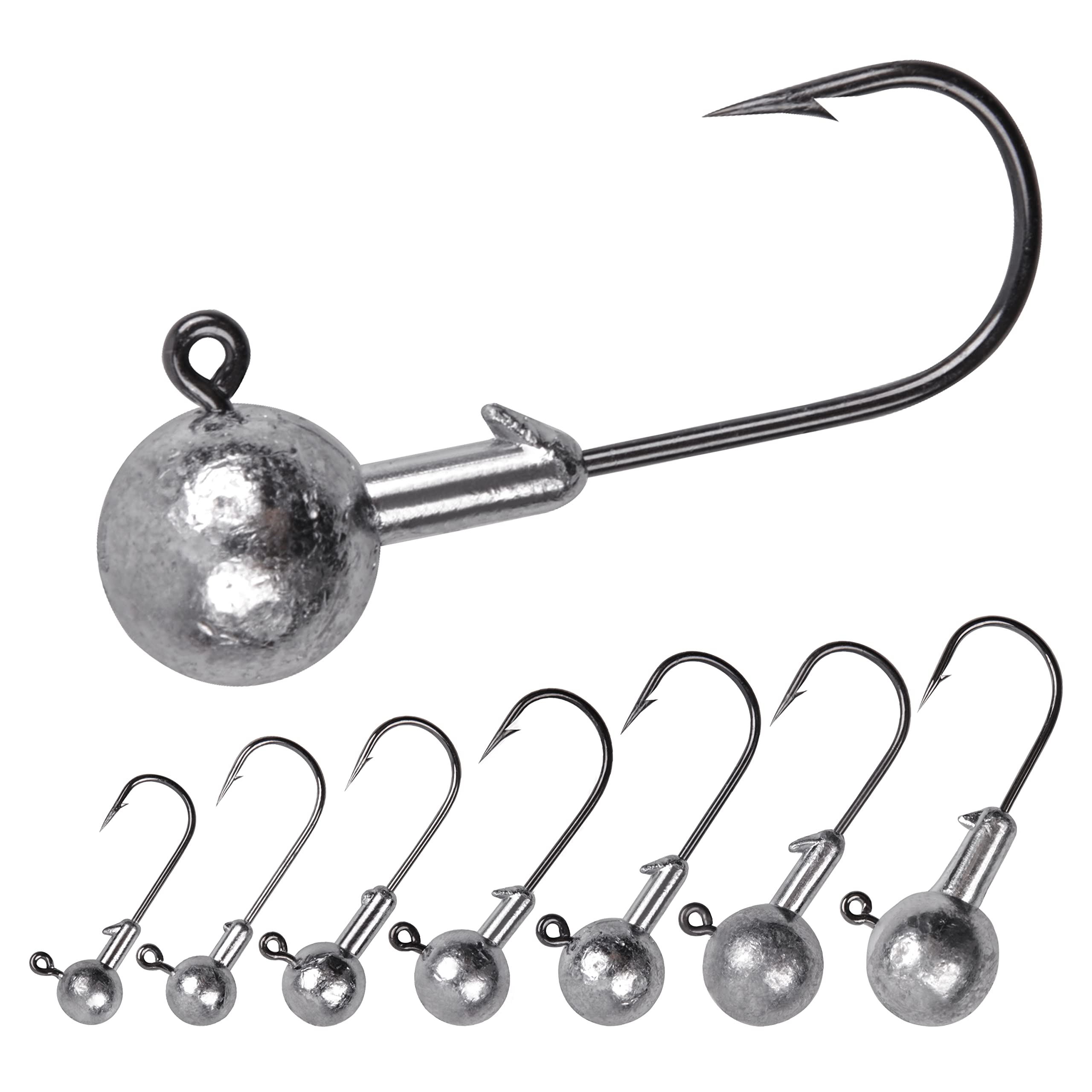 Jig Heads Fishing Hooks Crappie Jig Heads Unpainted Jig Heads Round Ball Sharp Fishing Jig Hooks for Bass Trout Crappie Walleye Fishing Saltwater Freshwater
