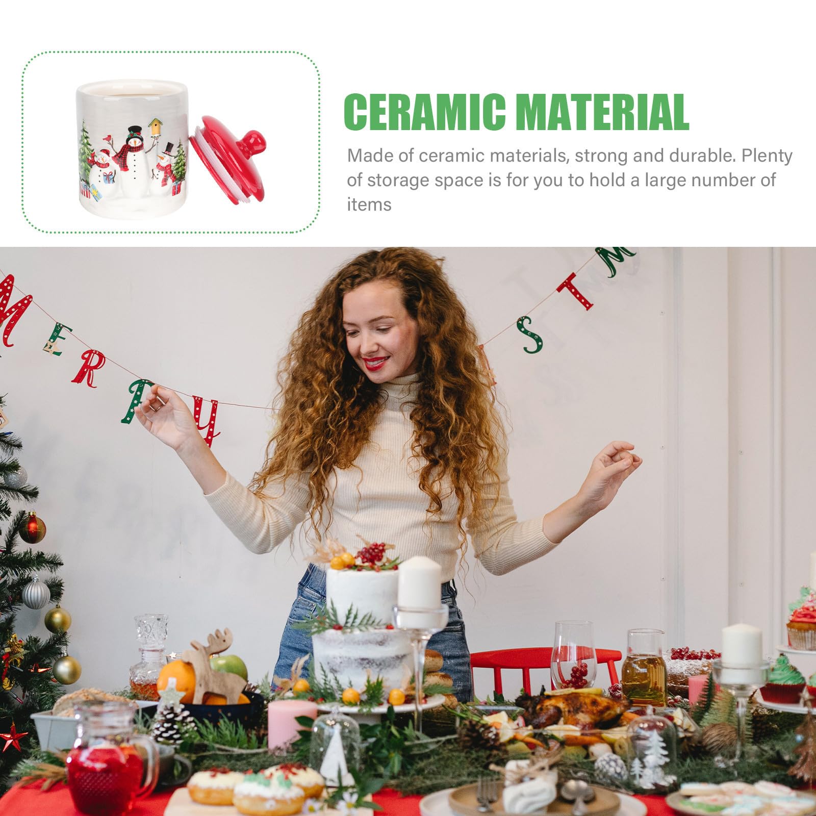 Alipis Barattolo Ceramico Decorativo per Biscotti e Caramelle, Natalizio