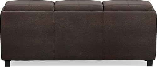 Miniatura 313 de Otomana rectangular de almacenamiento de cuero sintético Simpli Home Avalon., Cuero, Marrón Azul,Marrón Chocolate,Cloud gris,Gris oscuro,Azul