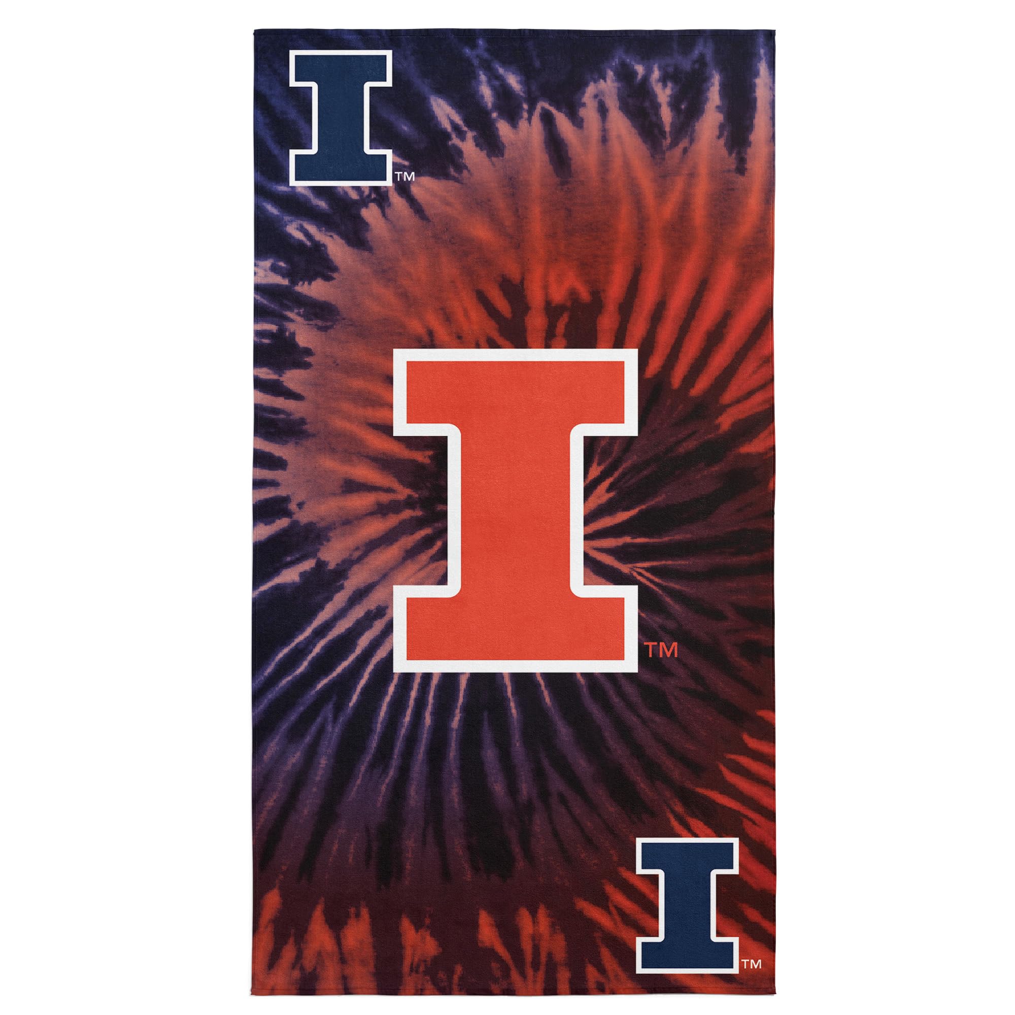Northwest NCAA University of Illinois Psychedelic Beach Towel, Soft &amp; Absorbent Pool Towel, Quick Dry, 30 x 60 inches