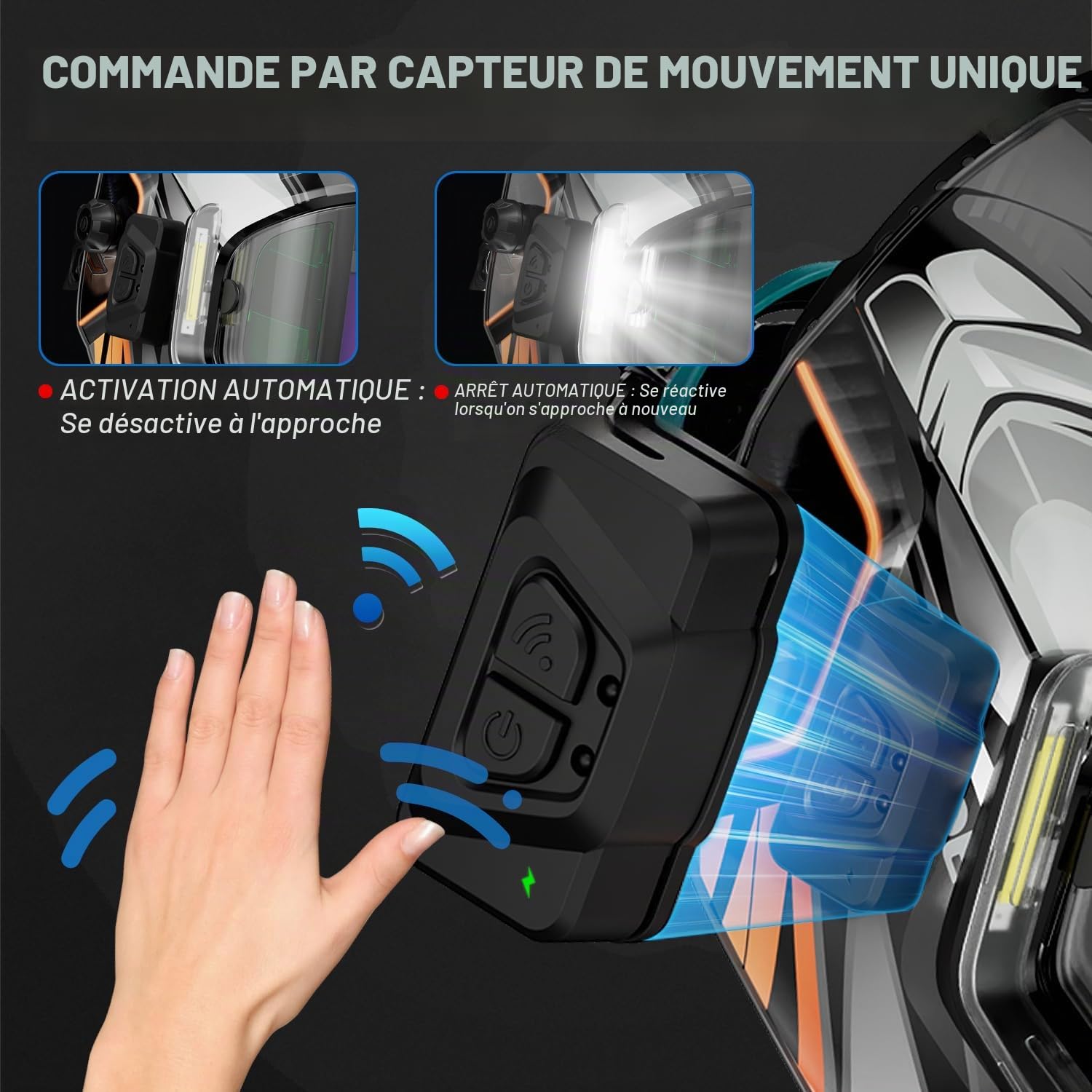 ANDELI Casque de soudage – 180 ° panoramique à 6 capteurs d'arc, True Color, obscurcissement automatique avec lumière et détection de mouvement, batterie rechargeable 2100 mAh pour TIG/MIG/Cut/Grind