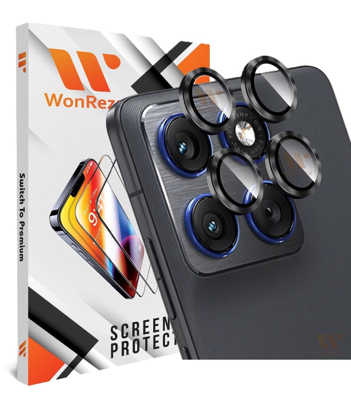 pack 4 - camera lens protector ring for motorola g37 5g camera tempered glass aluminum alloy rings, ultra-hd metal frame- black