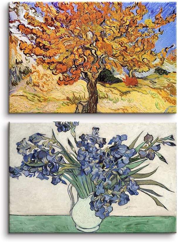 Amazon.co.jp ゴッホ アートパネル 2枚セット 飾り絵 ゴッホ アイリス Van Gogh 桑の木 油絵 風景画 写真 ポスター