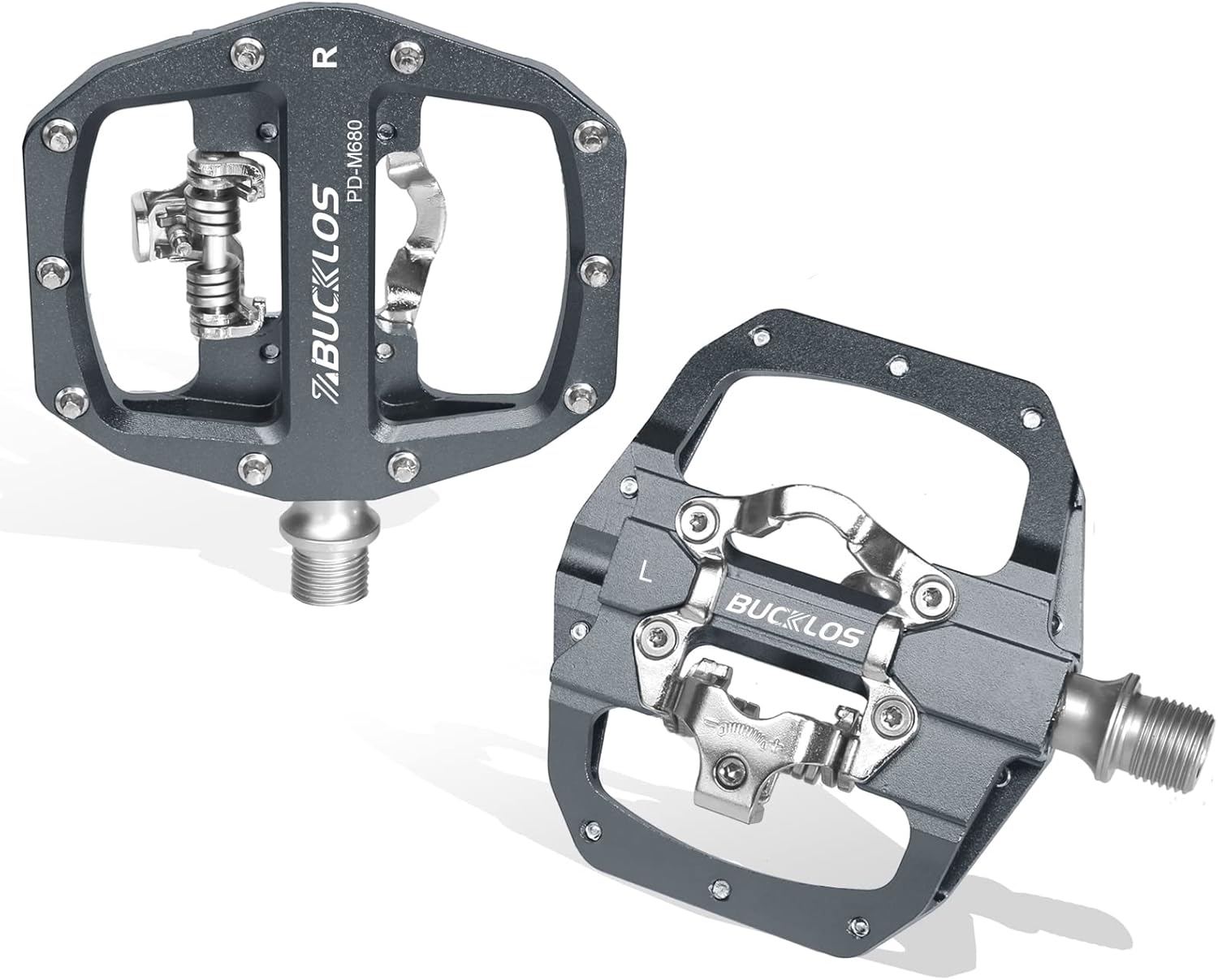 BUCKLOS SPD Pedals PD-M680 Mountain Bike Clip in SPD Flat Combo Dual Sided Pedals – Road Bike MTB Clipless Sealed Bearing Bicycle Clips Pedal Compatible with Shimano SPD Cleats (Black… BUCKLOS SPD Pedals PD-M680 Mountain Bike Clip in SPD Flat Combo Dual Sided Pedals – Road Bike MTB Clipless Sealed Bearing Bicycle Clips Pedal Compatible with Shimano SPD Cleats (Black…