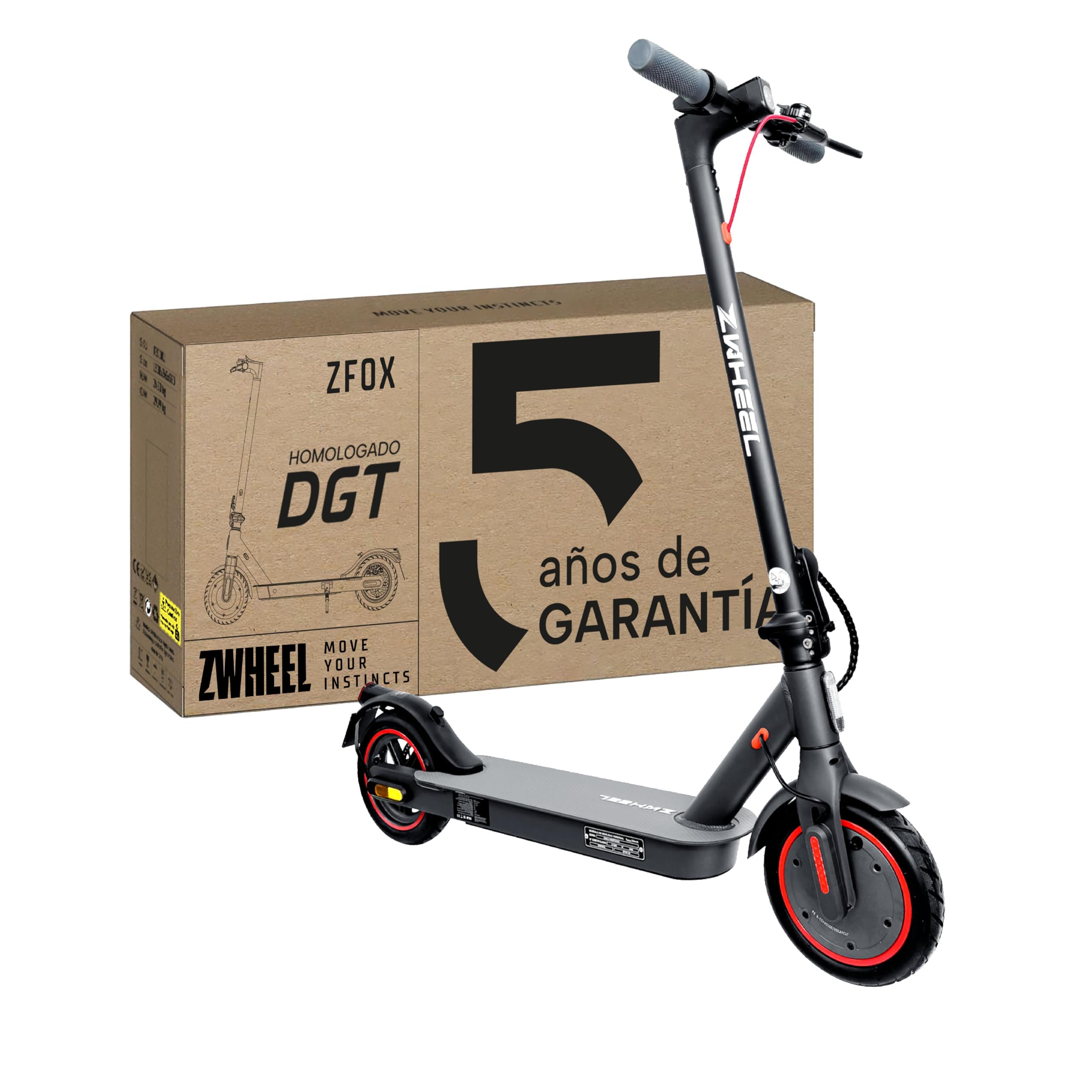 ZWHEEL Patinete Eléctrico Adultos Homologado DGT - 600-800W MAX, 20-50km Autonomía, Regeneración de Batería al Frenar, Ruedas 8.5"/10", IP54 - con Intermitentes, Doble Suspensión, Frenos de Disco