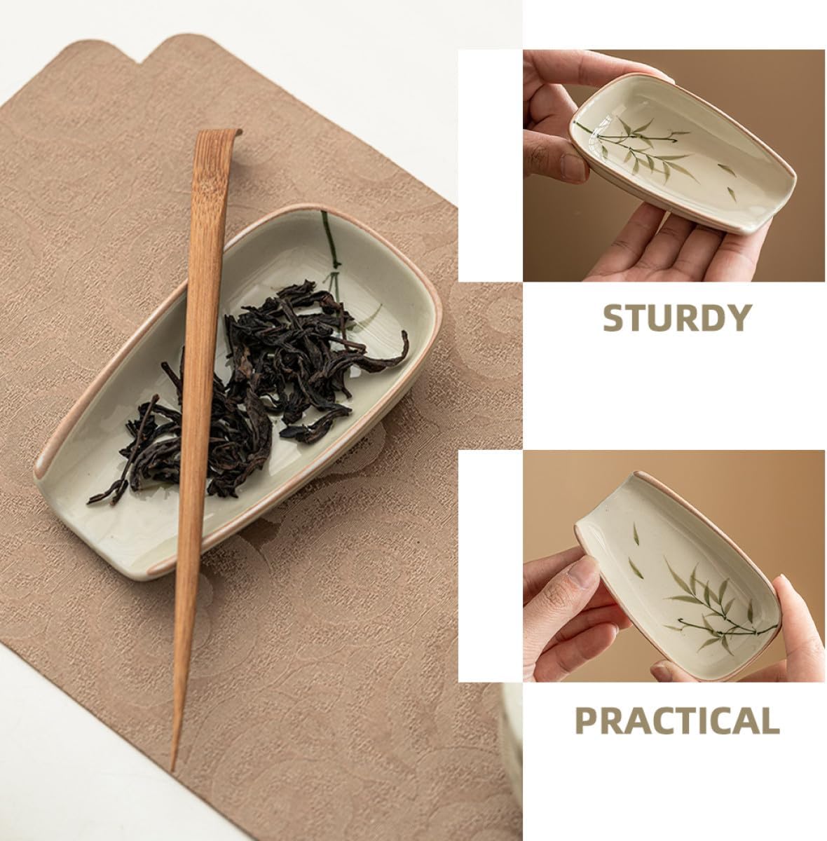 Ceramic Loose Tea Scoop Serving Plate Set Household Tea Accessories Presentation and Dispensing